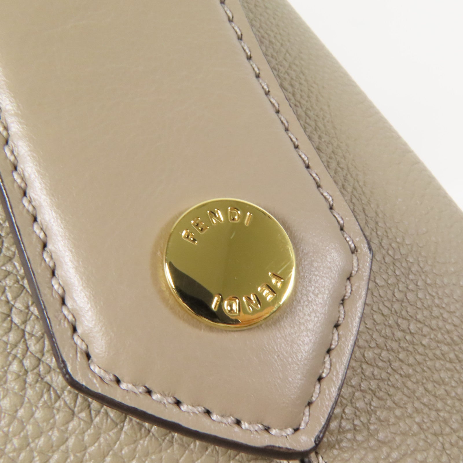 FENDI 牛皮皮革Boston 365金扣手挽肩背兩用袋米