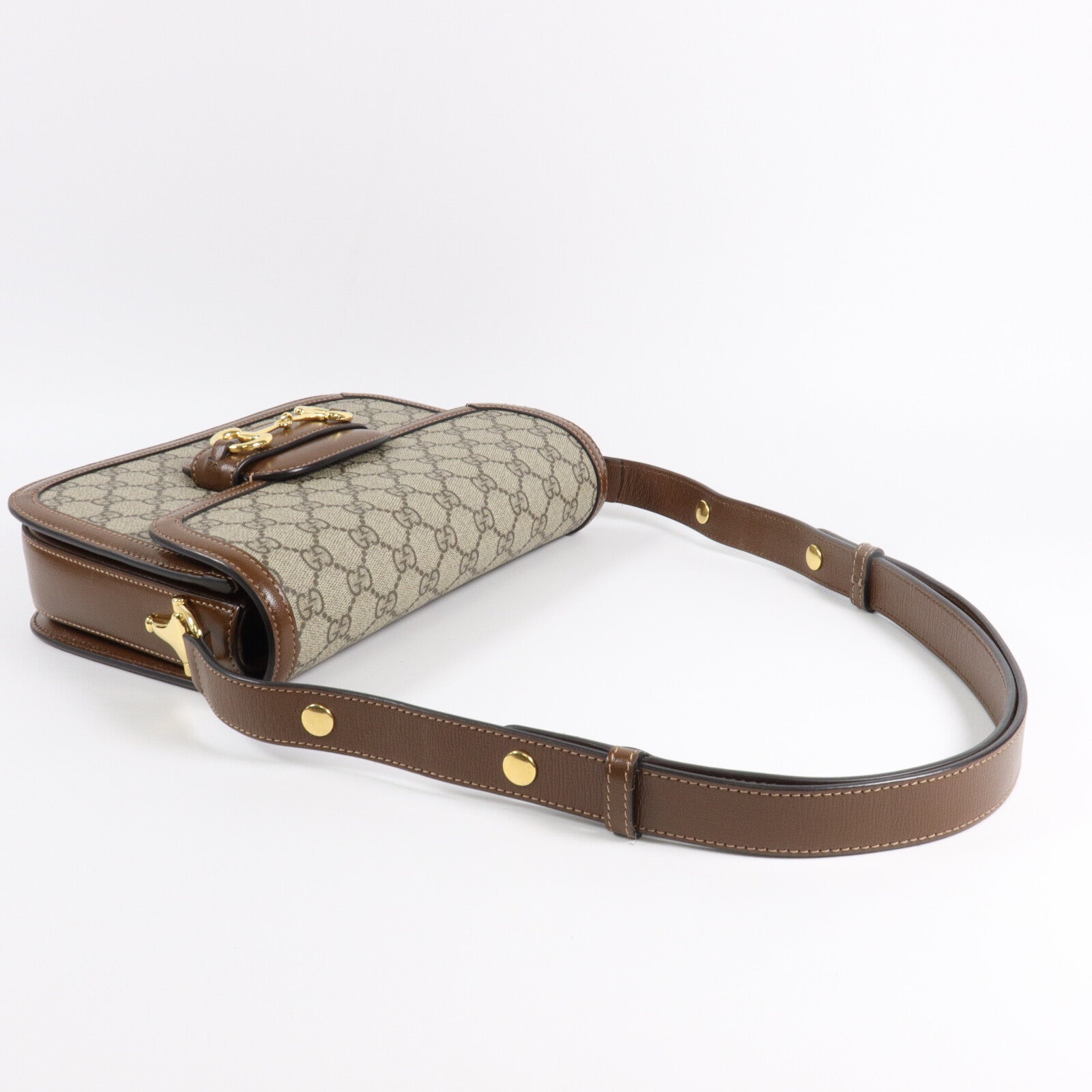 GUCCI 塗層帆布/皮革Horsebit 1955 Medium肩背袋