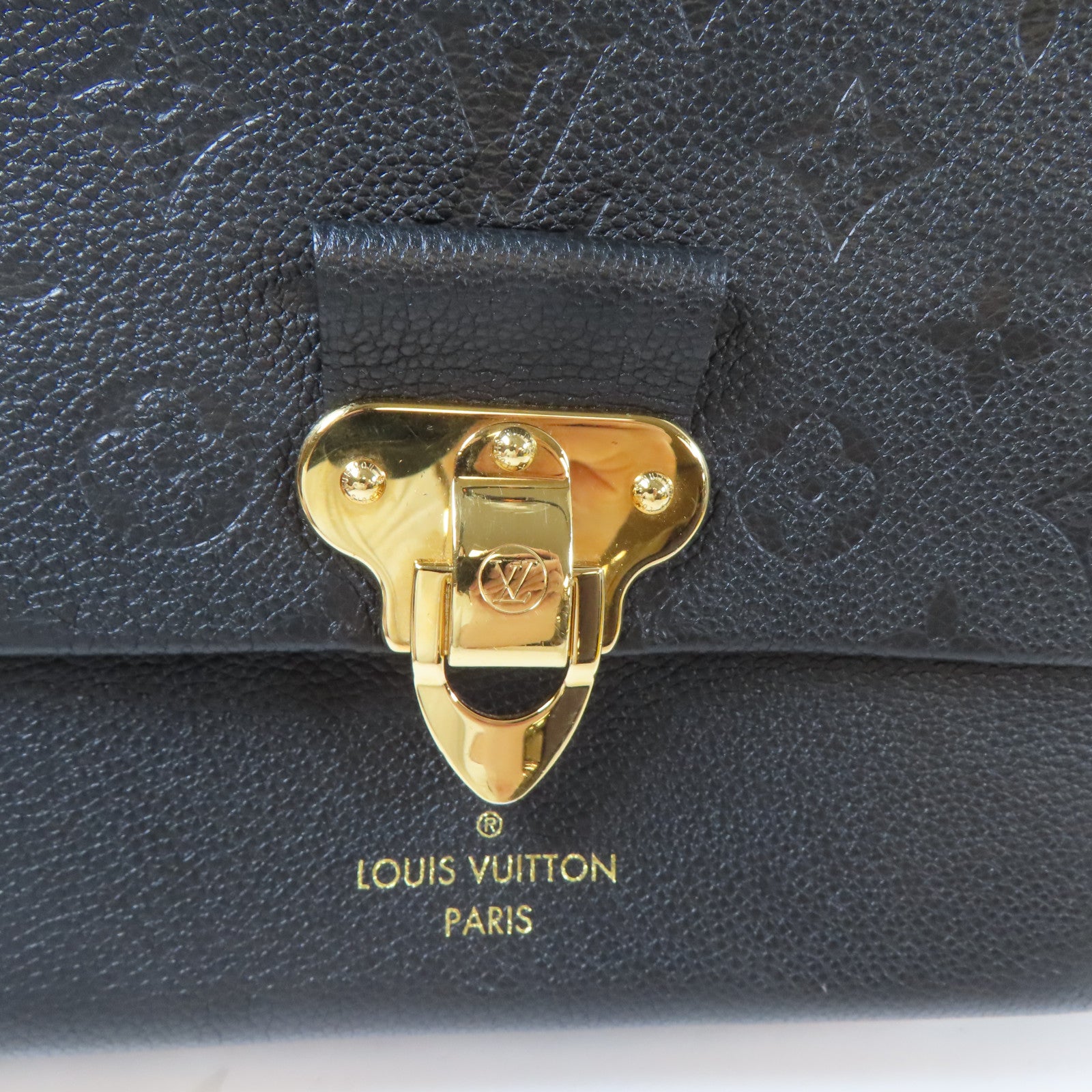 LOUIS VUITTON Monogram Empreinte Vavin PM金扣鏈帶肩背袋黑色