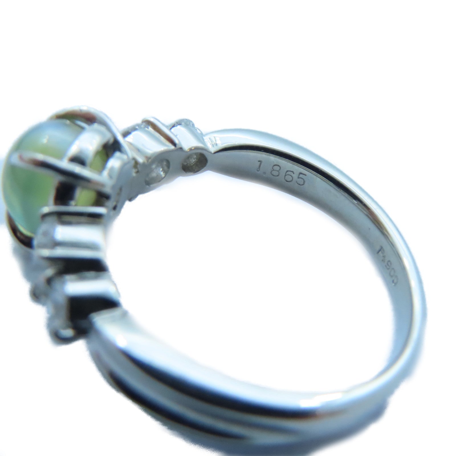 JEWELRY 【激減優惠】PT900白金Cat's-Eye/Diamond Ring 1.865ct貓眼石/0.48ct鑽石戒指　US#5.5