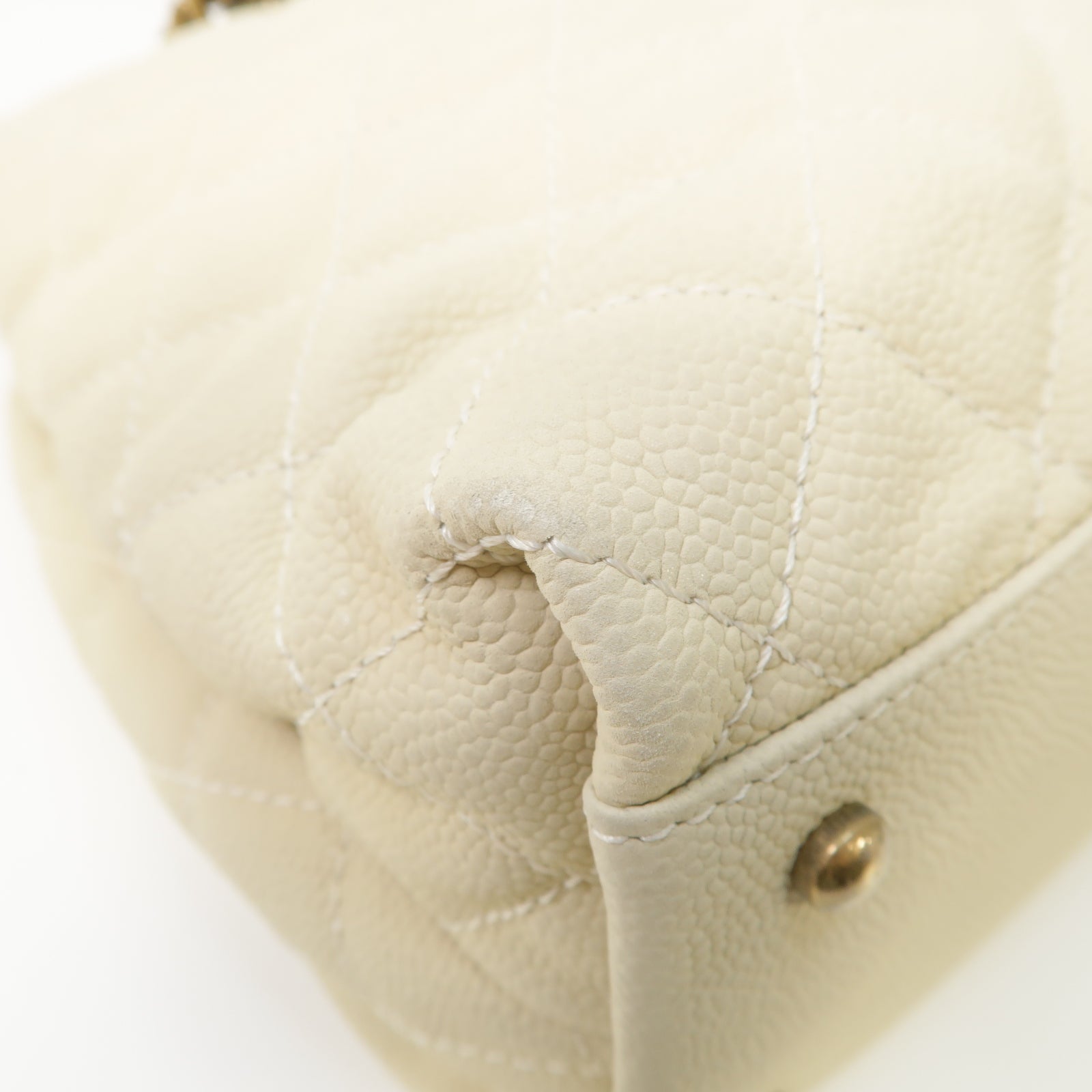 CHANEL 【激減優惠】菱格Caviar皮革2Way Chain Shoulder Bag金扣手挽肩背兩用袋白色