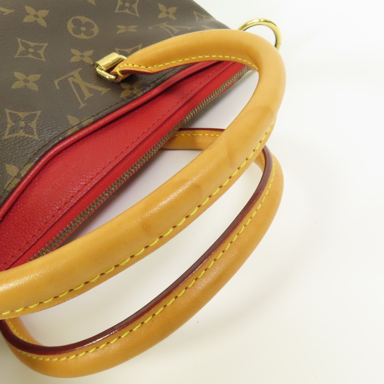 LOUIS VUITTON Monogram Pallas金扣手挽肩背兩用袋棕色/紅色