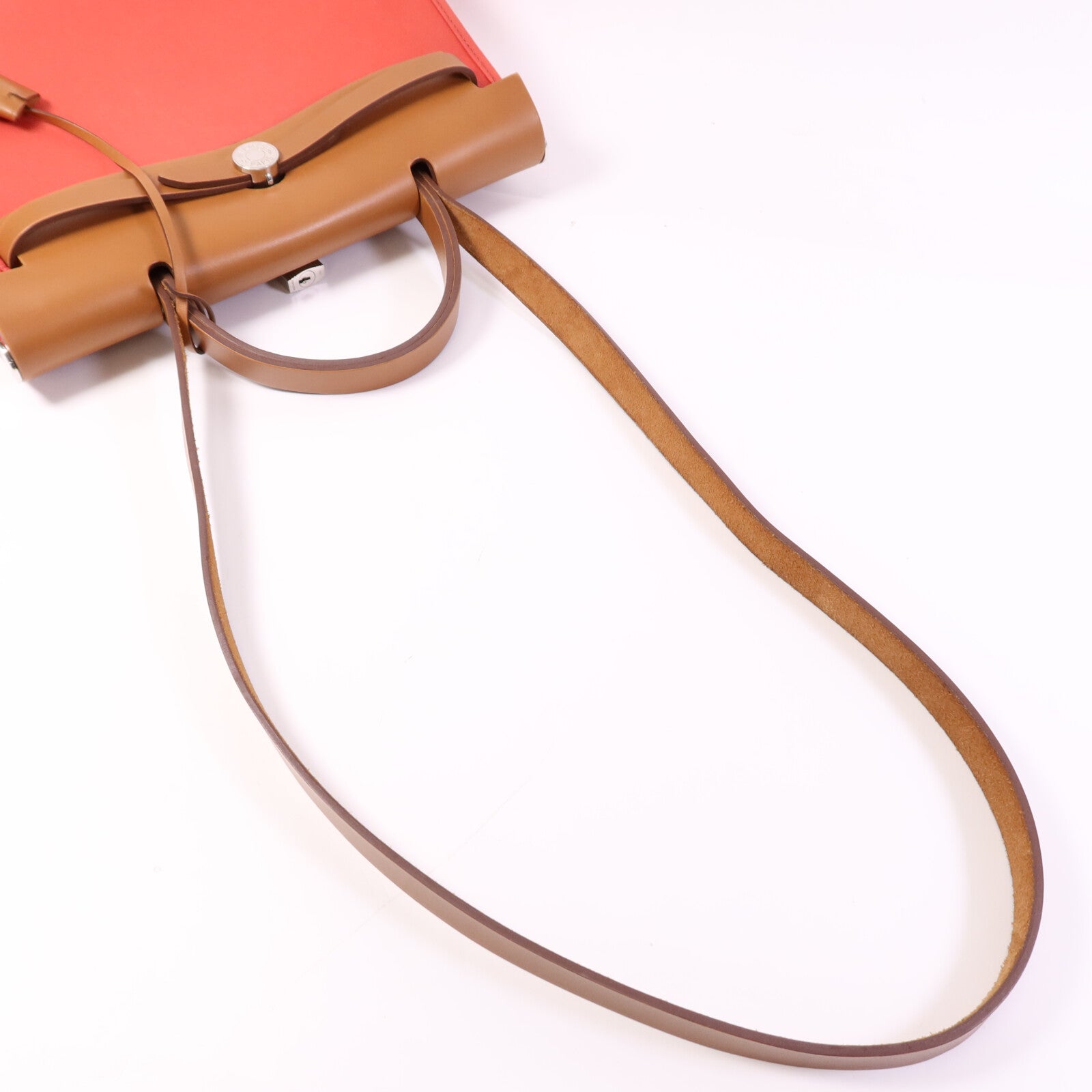 HERMES 帆布Herbag PM銀扣手挽肩背兩用袋Bougainvillea