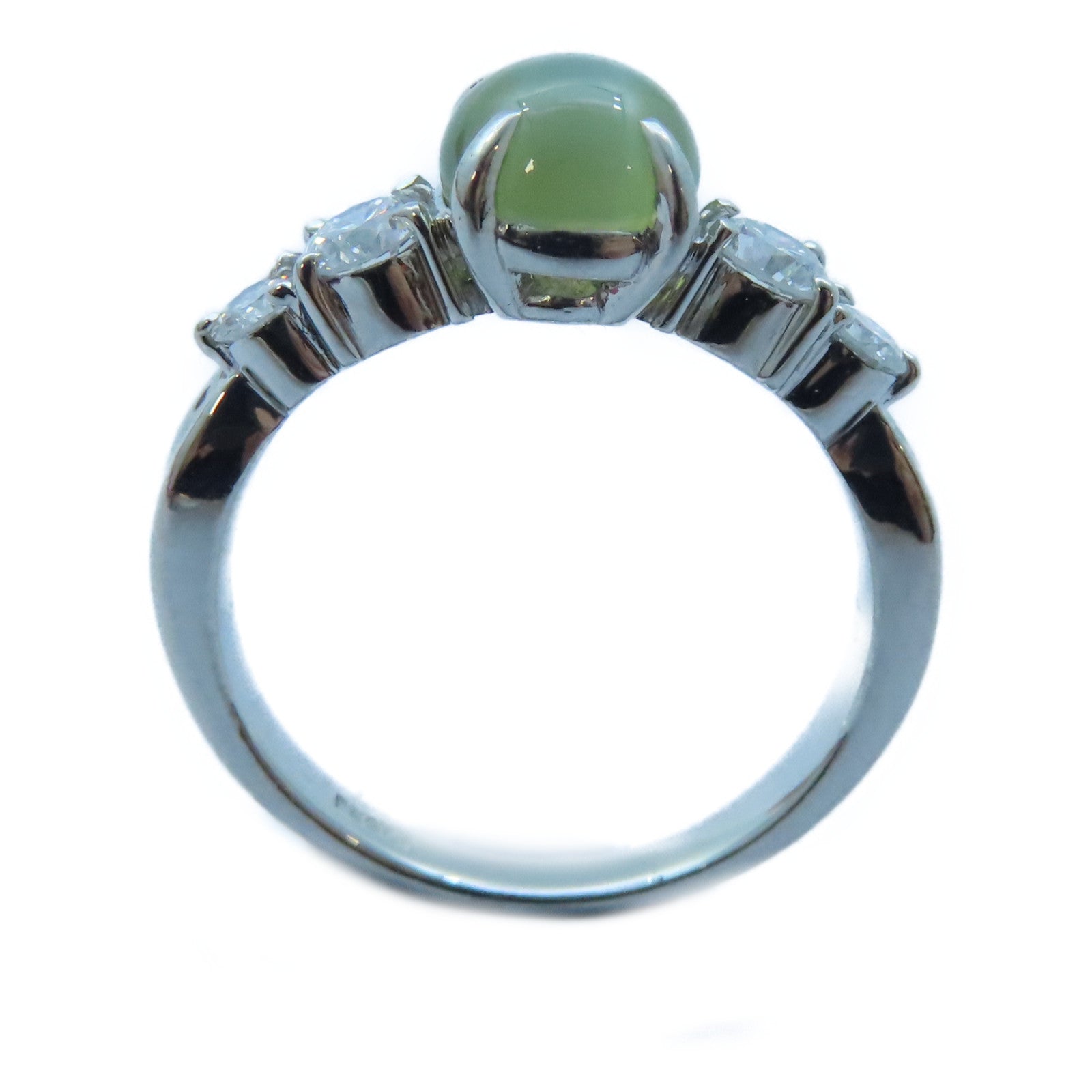 JEWELRY 【激減優惠】PT900白金Cat's-Eye/Diamond Ring 1.865ct貓眼石/0.48ct鑽石戒指　US#5.5