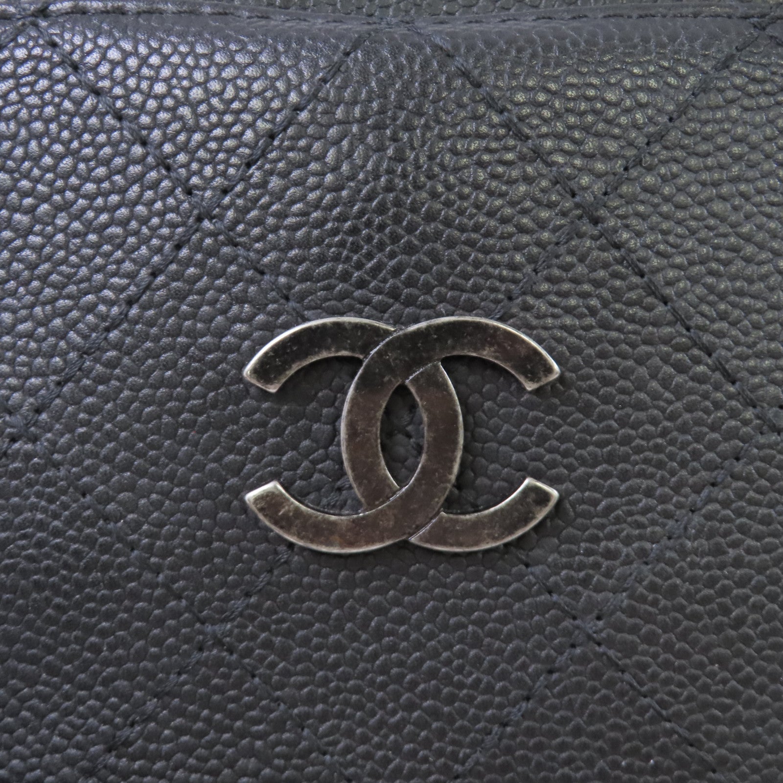 CHANEL 【激減優惠】菱格Caviar皮革2Way Shoulder Bag銀扣鏈帶手挽肩背兩用袋黑色