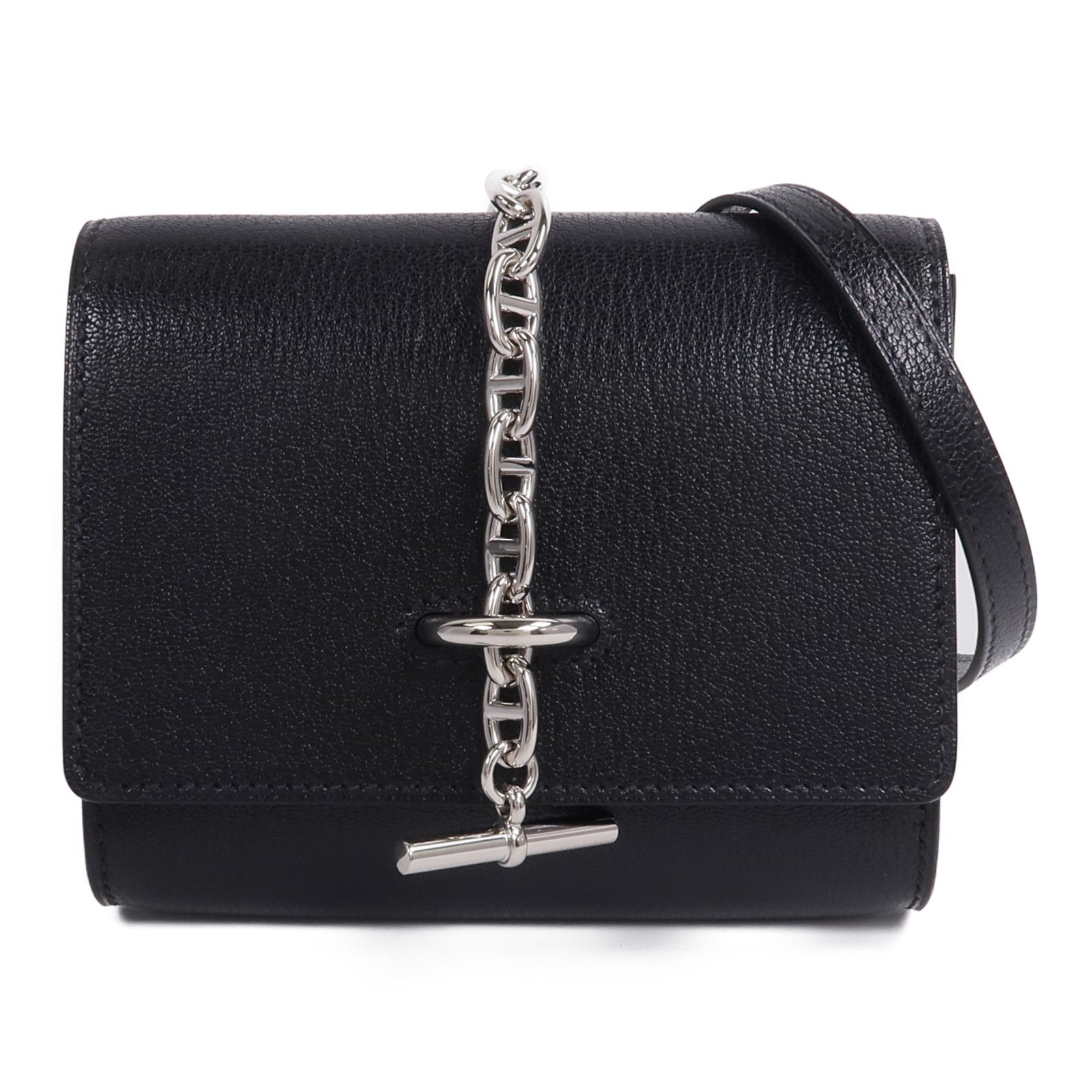 HERMES Chevre皮革Chaine d'Ancre To Go Wallet錢包Noir