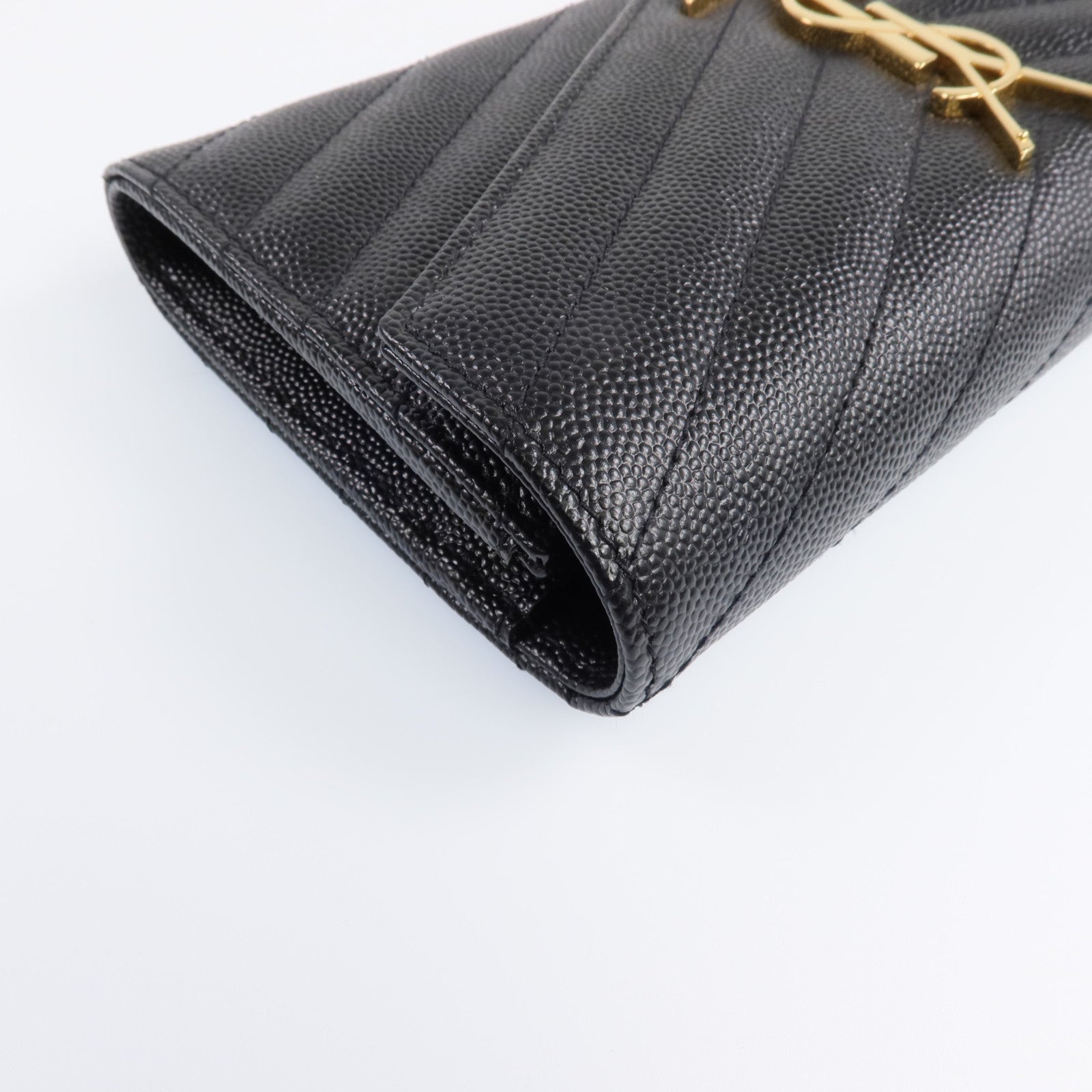 SAINT LAURENT 牛皮皮革Long Wallet金扣長錢包