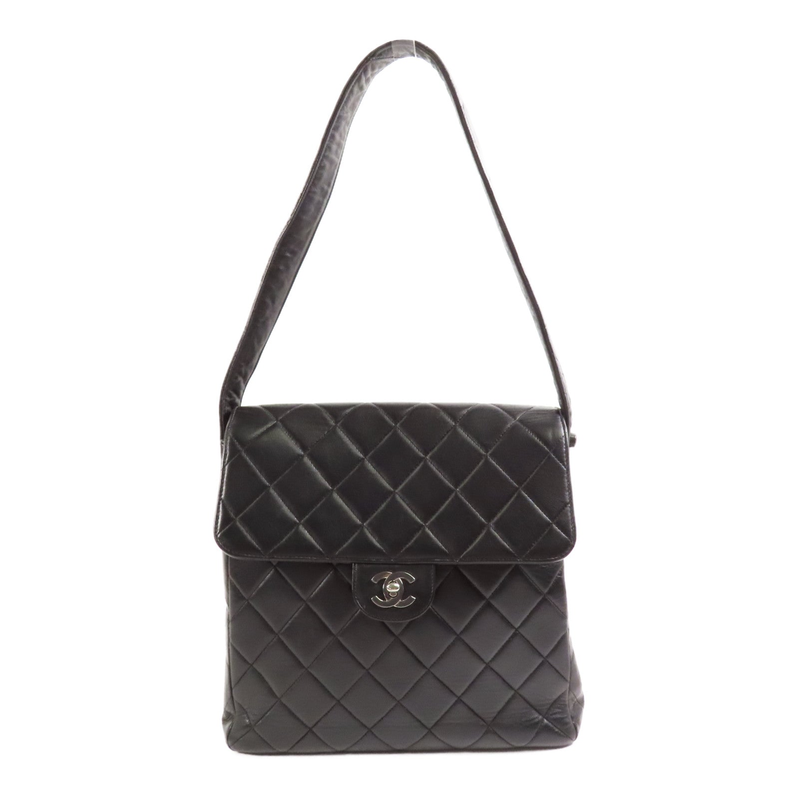 CHANEL 牛皮皮革Vintage Shoulder Bag銀扣肩背袋