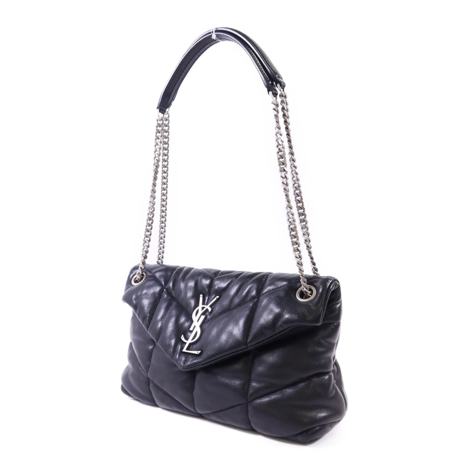 YVES SAINT LAURENT 羊皮皮革Puffer Small銀扣鏈帶肩背袋