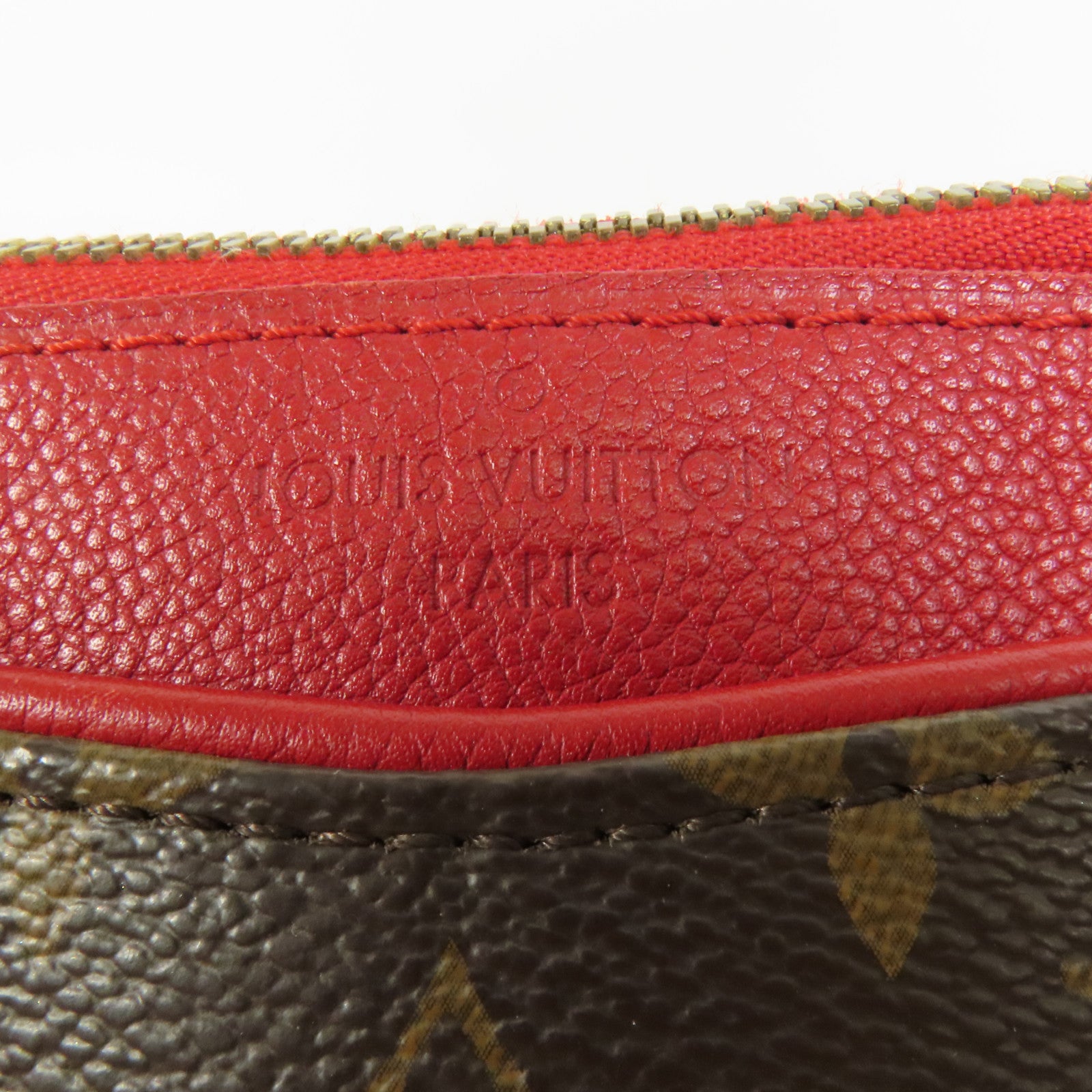 LOUIS VUITTON Monogram Pallas金扣手挽肩背兩用袋棕色/紅色