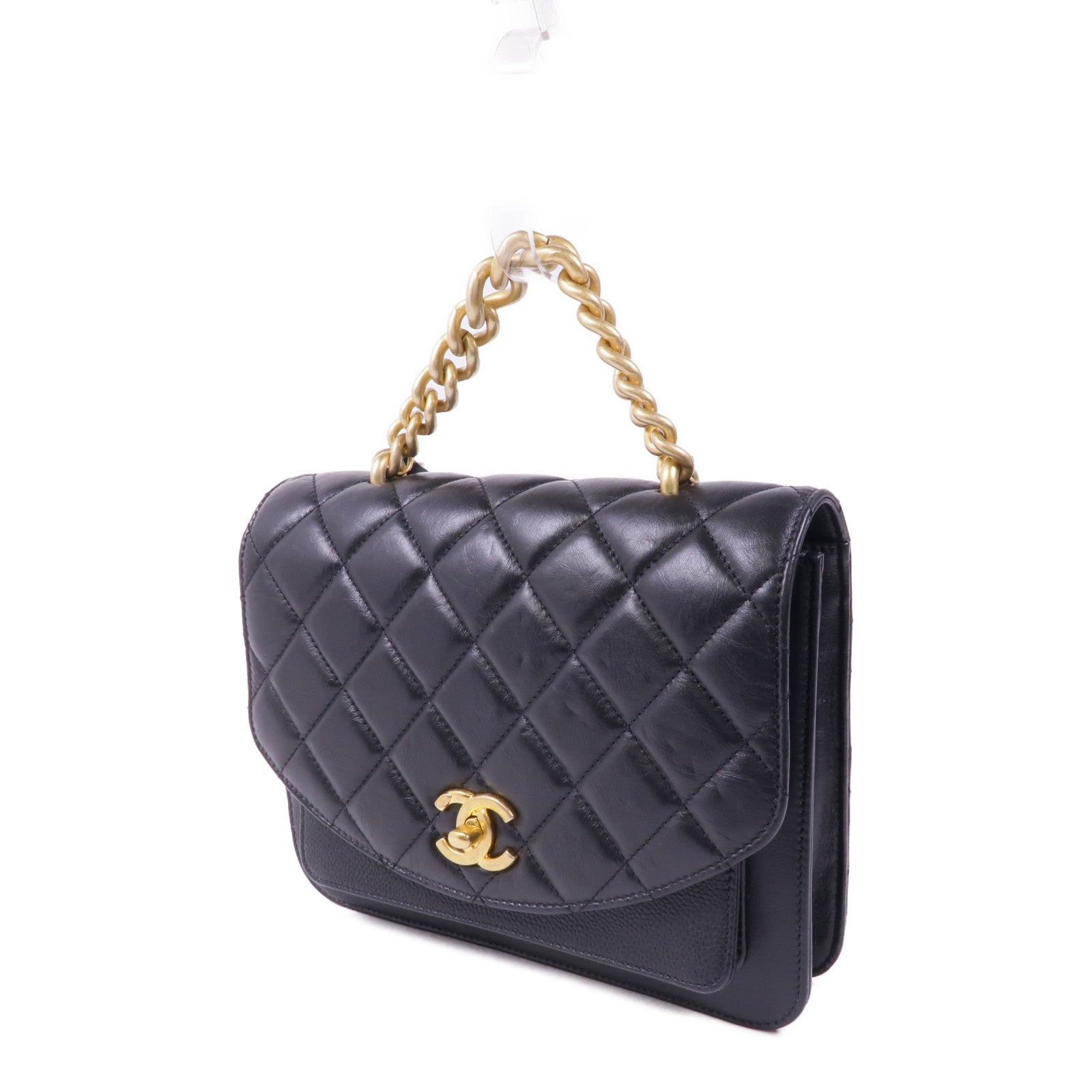 CHANEL 牛皮皮革Chain Shoulder金扣鏈帶肩背袋