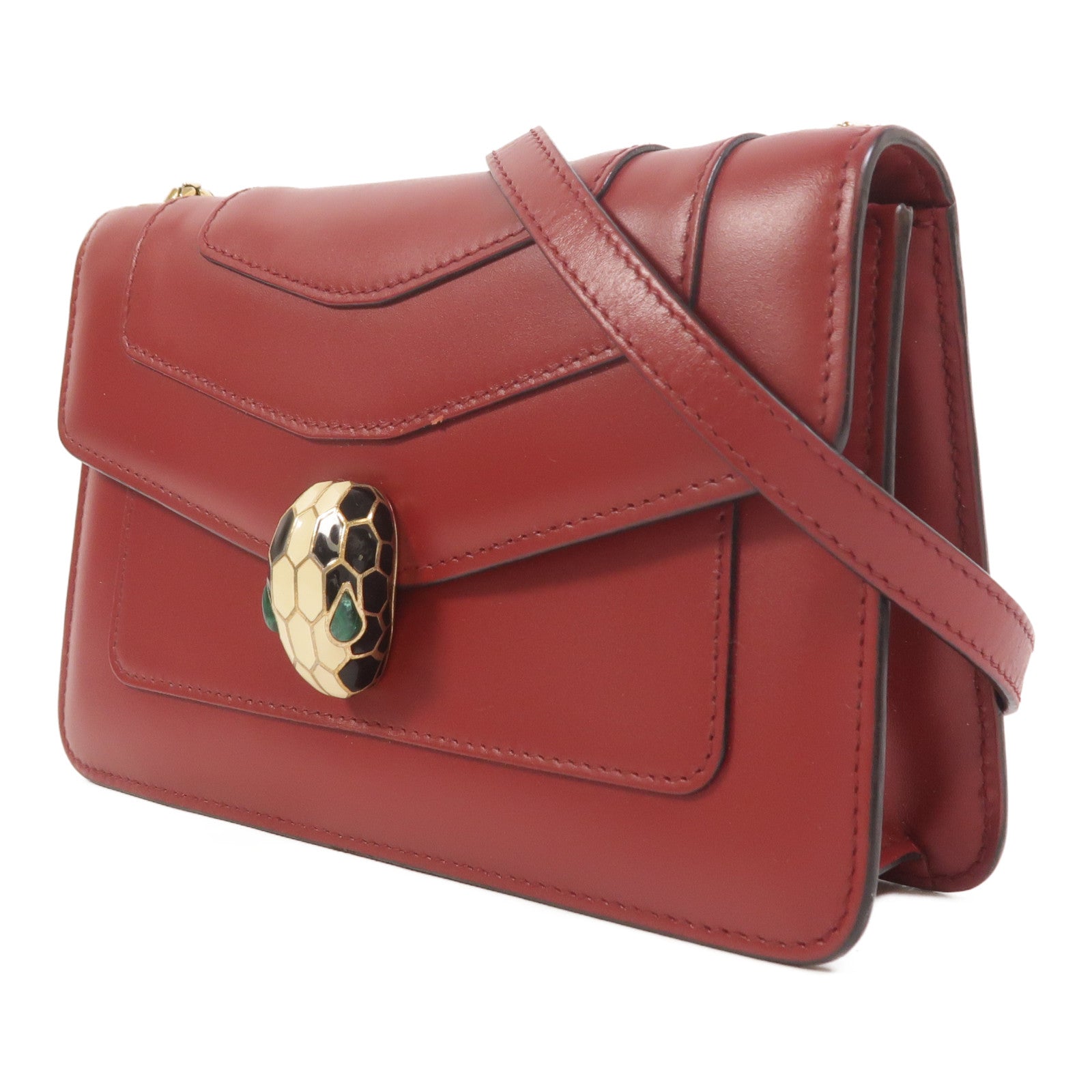 BVLGARI 牛皮皮革Serpenti Forever Wallet On Chain鏈帶肩背袋