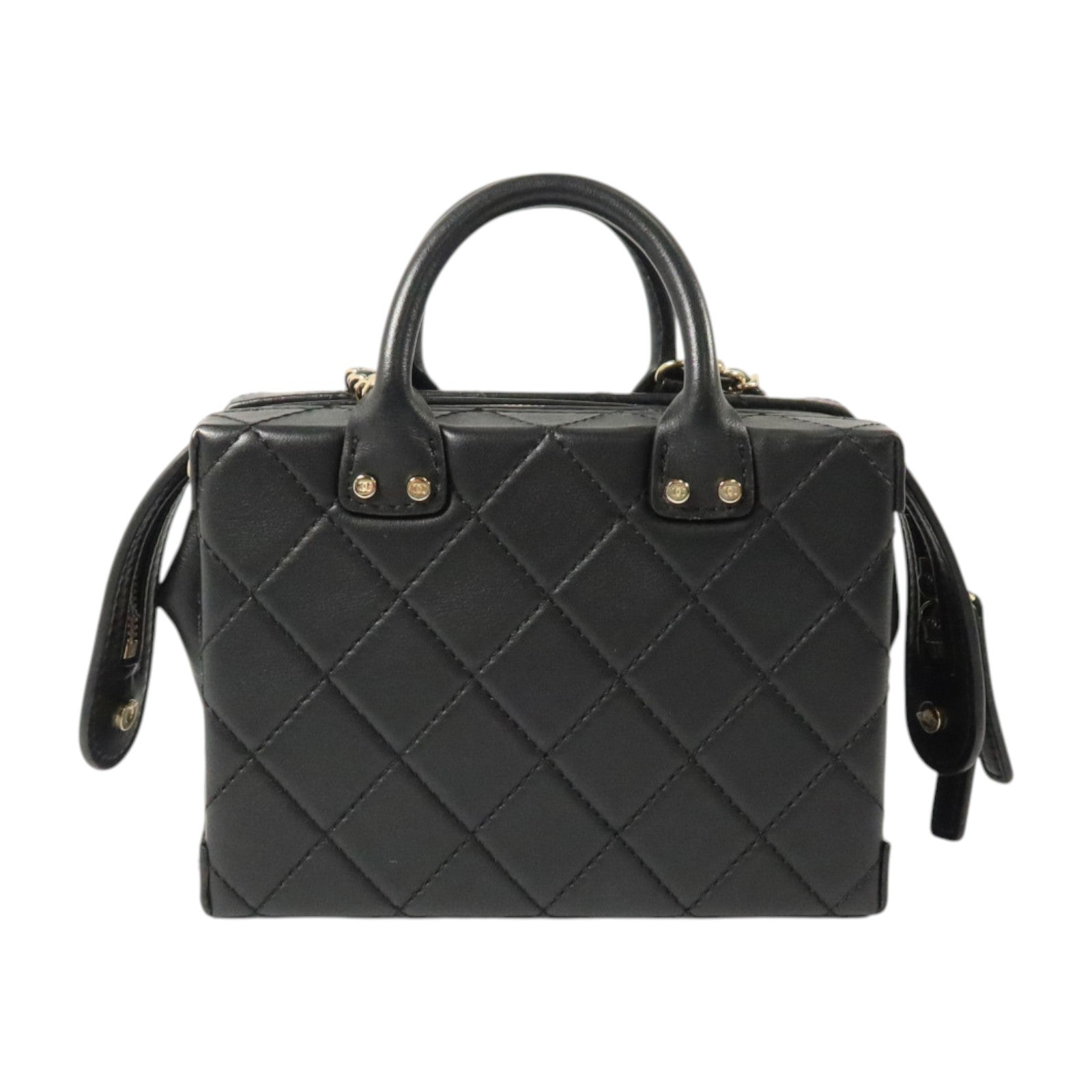 CHANEL 牛皮皮革Vanity Case Small金扣鏈帶肩背袋