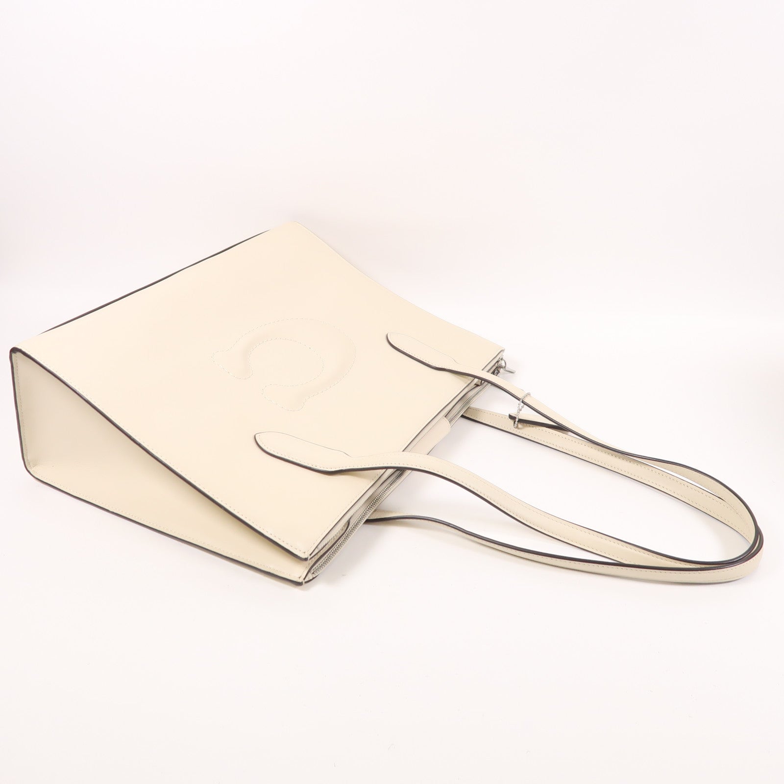 COACH 牛皮皮革Tote Bag銀扣肩背袋