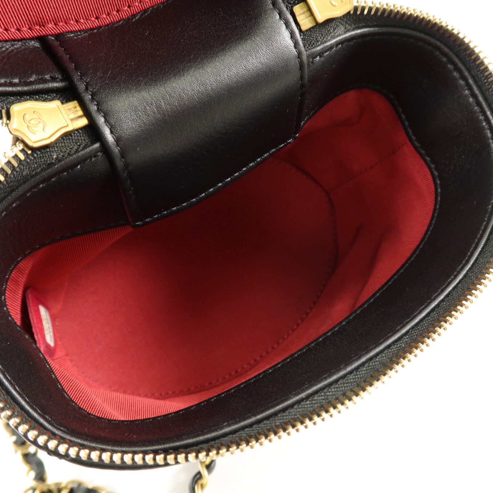 CHANEL 牛皮皮革Handle Vanity Case鏈帶肩背袋