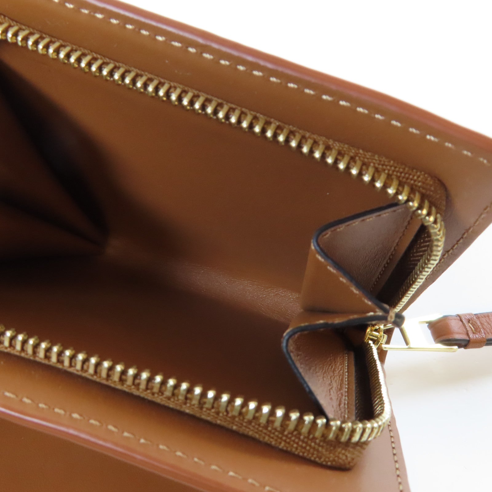 LOEWE 牛皮皮革Puzzle Zip Wallet金扣錢包灰色/啡色