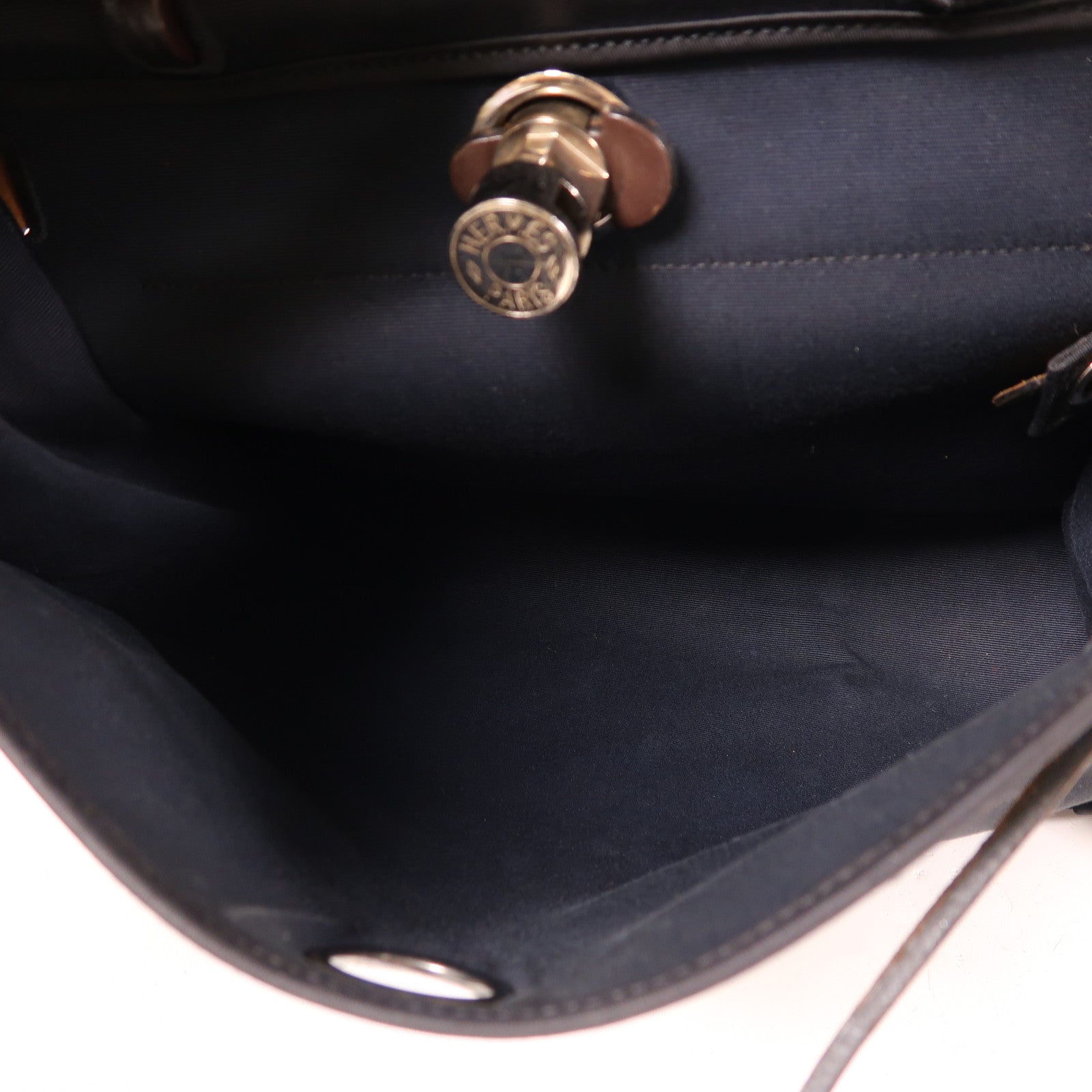 HERMES 帆布Herbag PM銀扣手挽肩背兩用袋