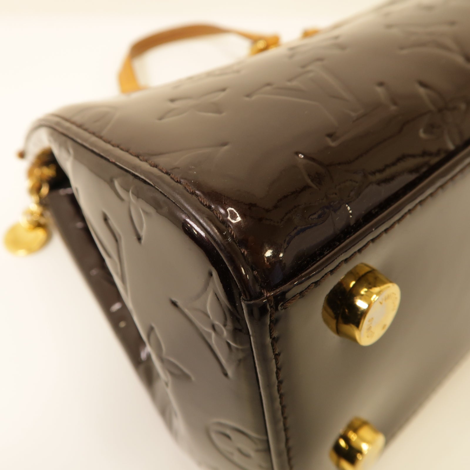 LOUIS VUITTON 【激減優惠】Vernis Brea MM金扣手挽肩背兩用袋酒紅色
