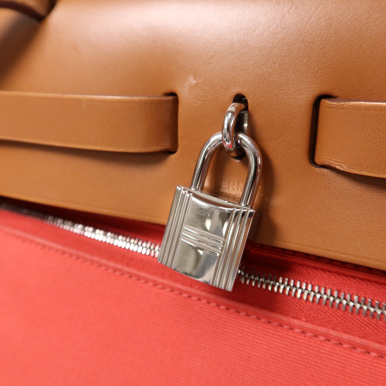 HERMES 帆布Herbag PM銀扣手挽肩背兩用袋Bougainvillea