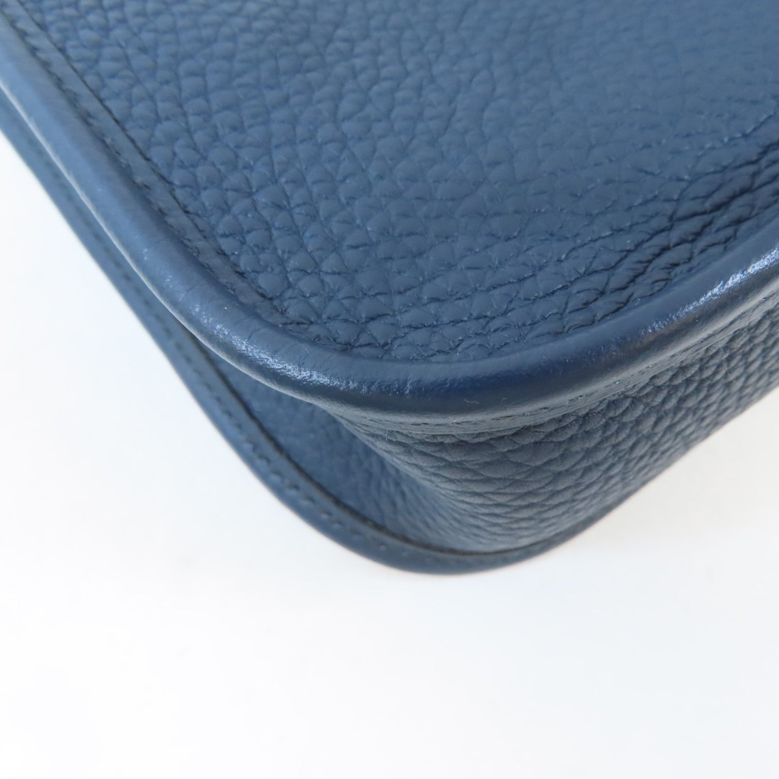 HERMES Clemence皮革Evelyne TPM銀扣肩背袋Bleu De Prusse/藍色