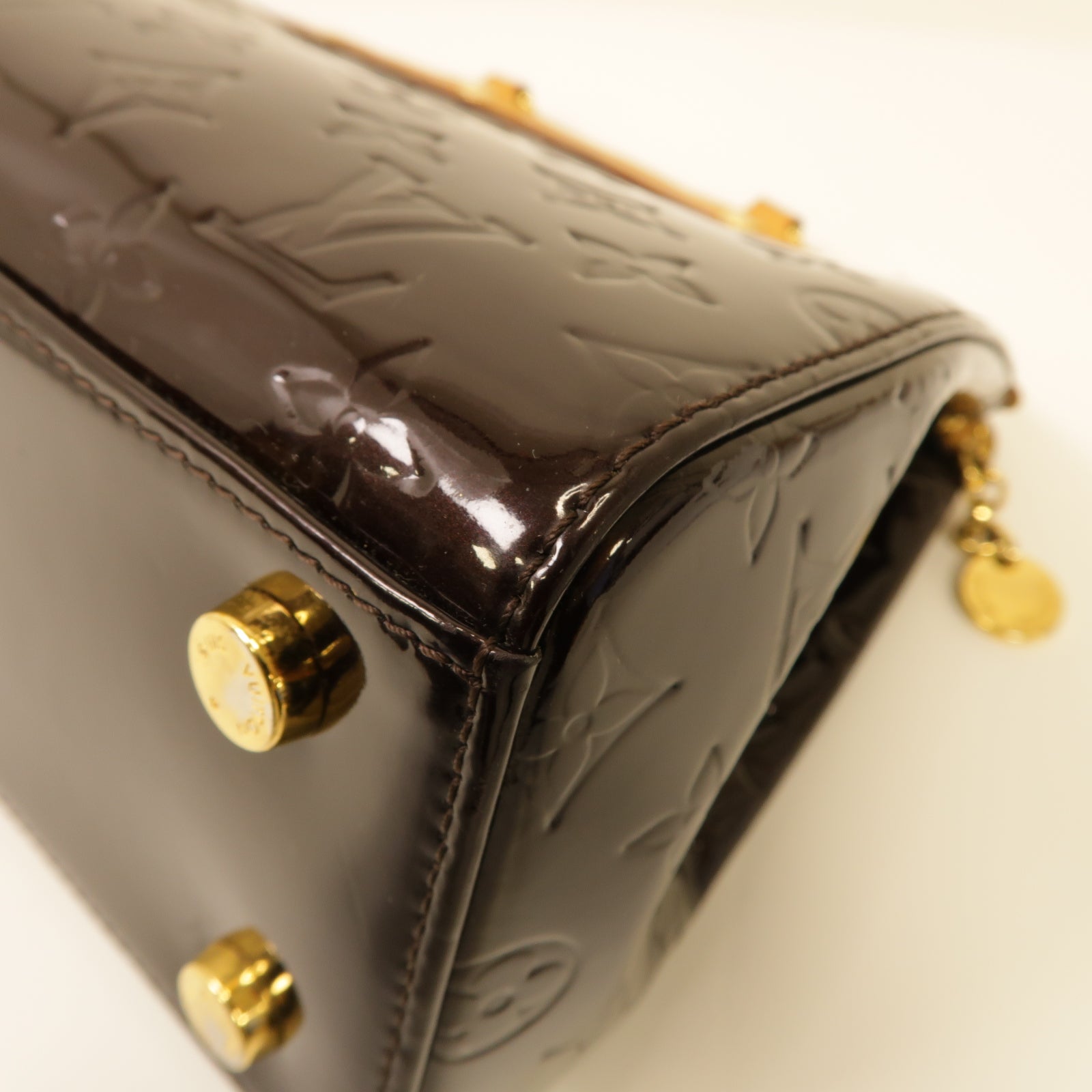LOUIS VUITTON 【激減優惠】Vernis Brea MM金扣手挽肩背兩用袋酒紅色