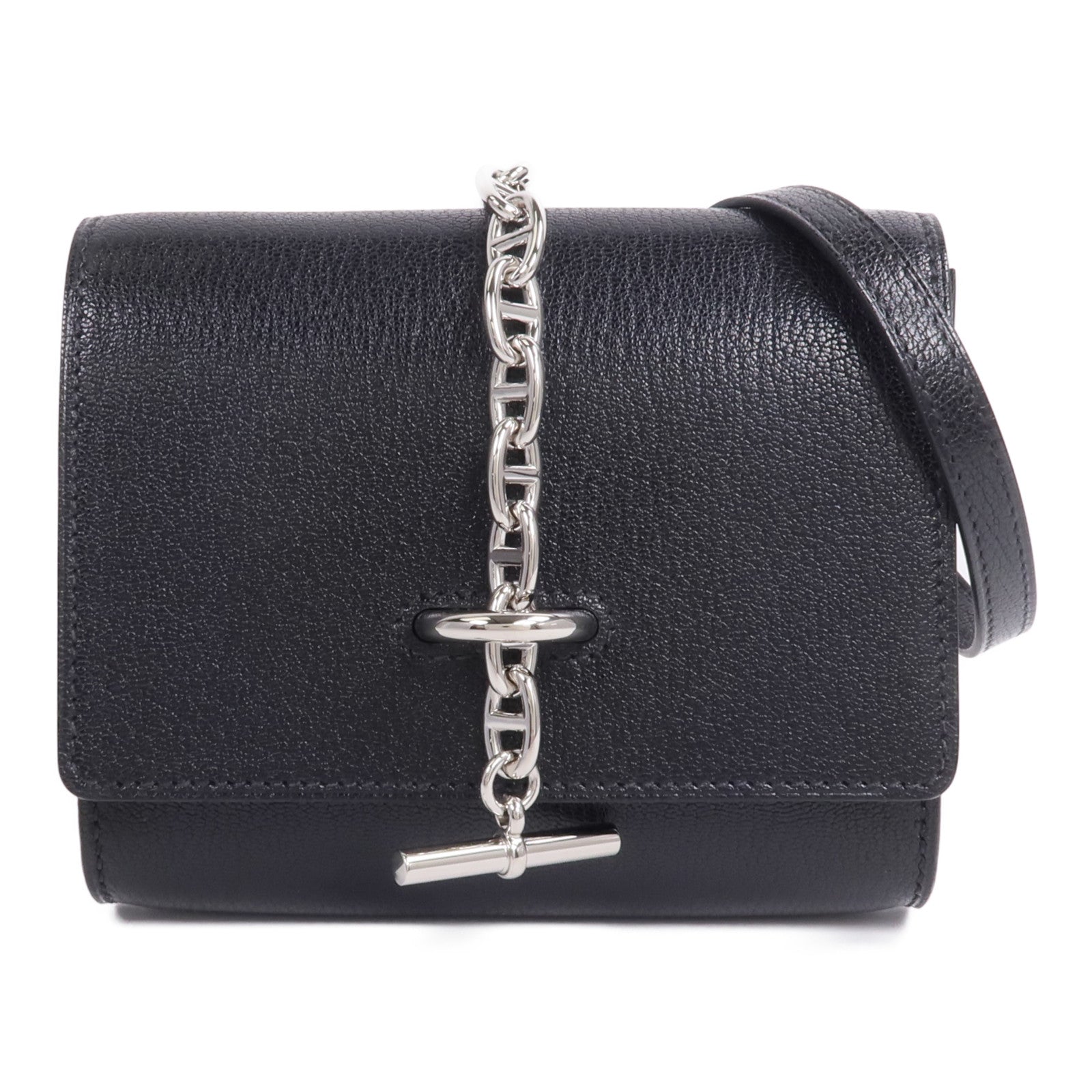 HERMES Chevre皮革Chaine d'Ancre To Go Wallet錢包Noir