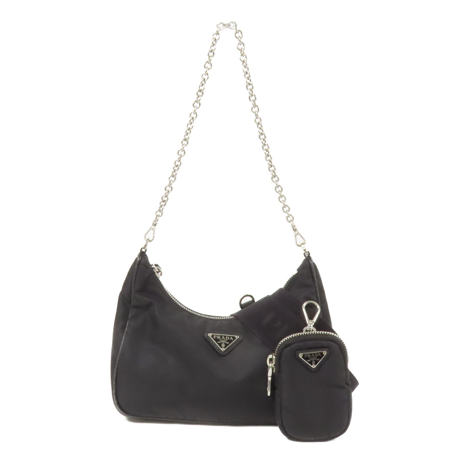 PRADA 尼龍Re-Edition 2005銀扣手挽肩背兩用袋