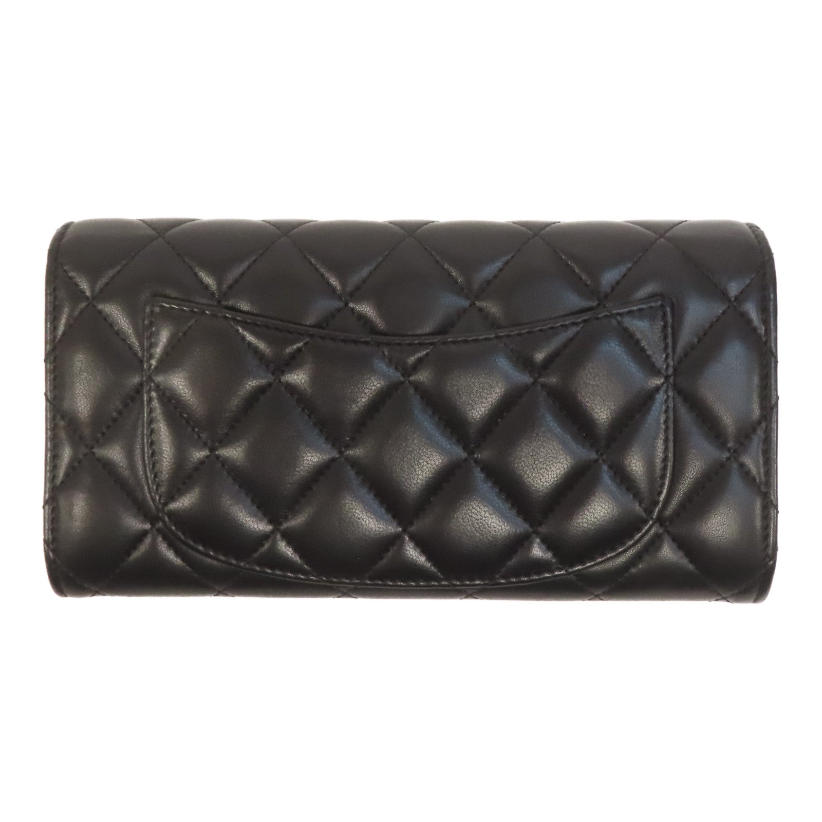 CHANEL 菱格羊皮皮革Classic Flap Long Wallet金扣長錢包黑色