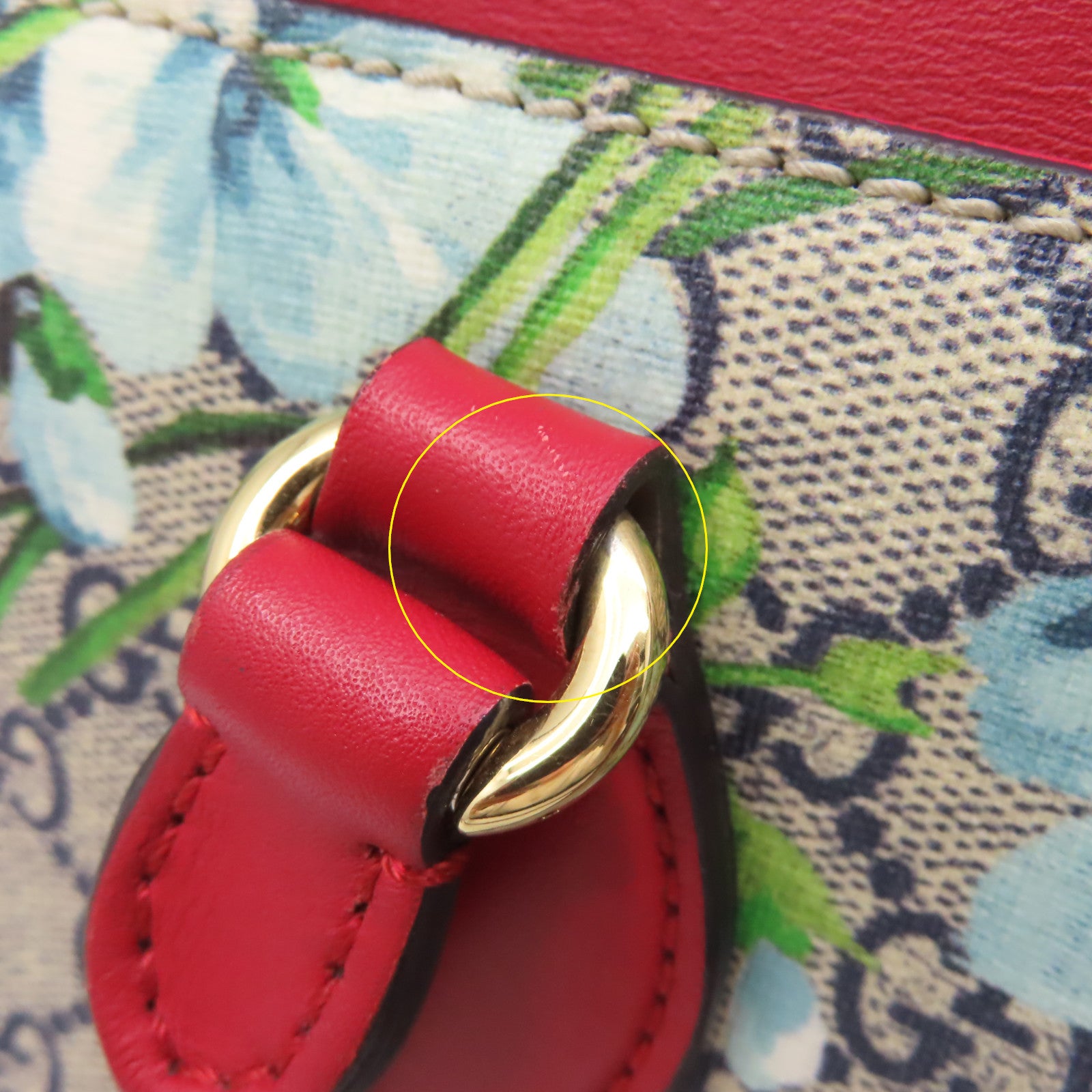 GUCCI 塗層帆布GG Blooms Floral 2Way Shoulder Bag手挽肩背兩用袋紅色/藍色