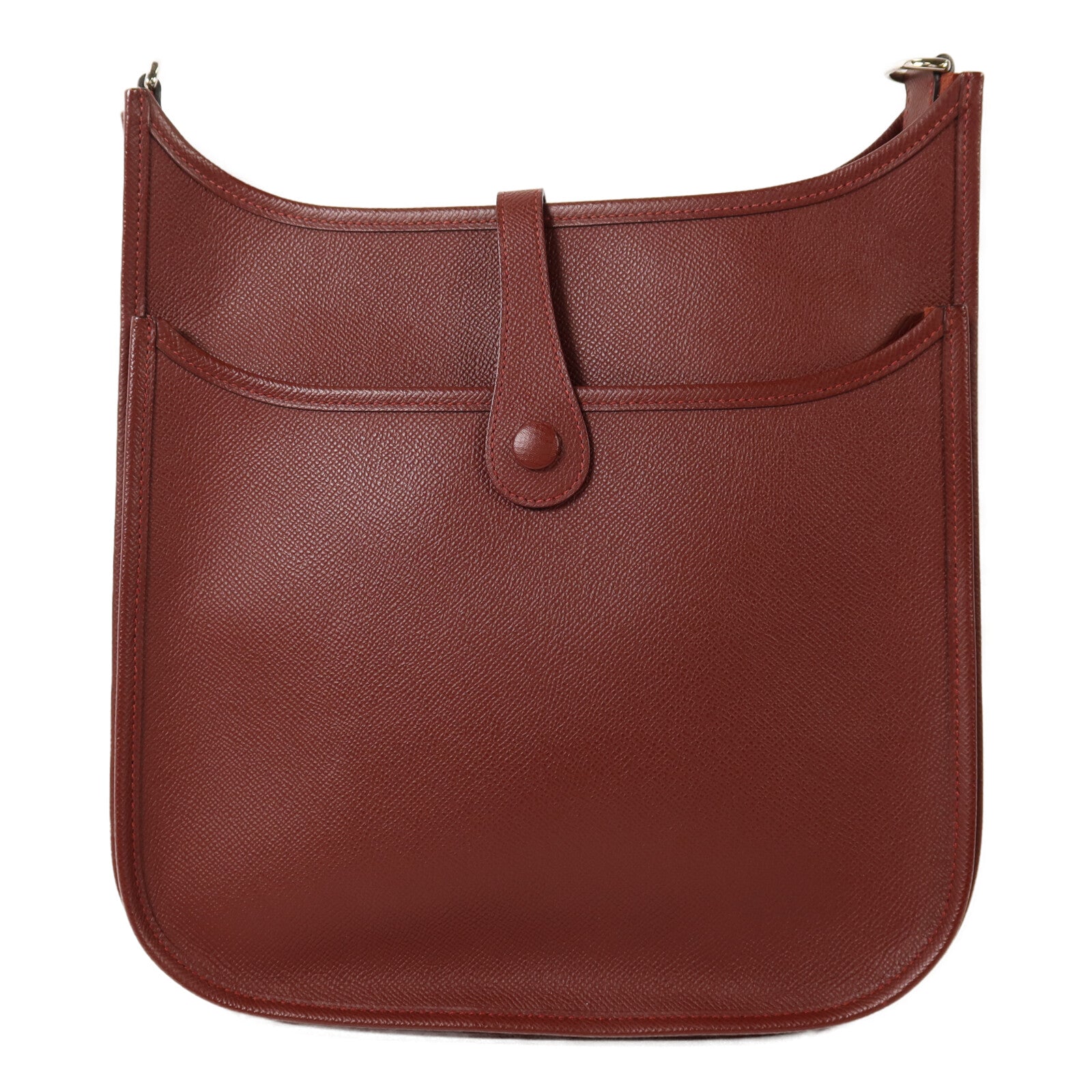 HERMES Epsom皮革Evelyne PM銀扣肩背袋Rouge H