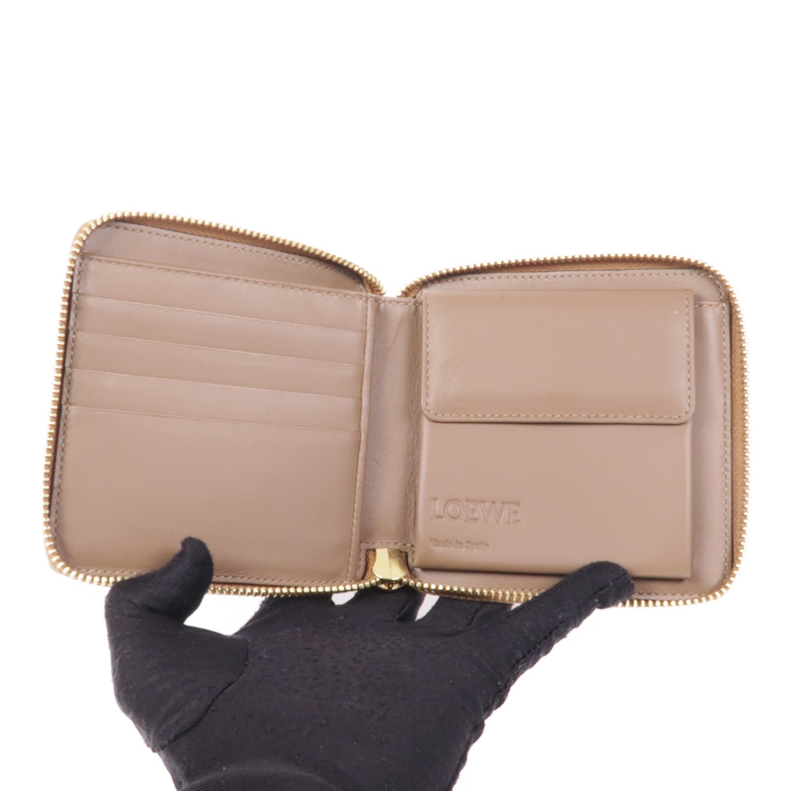 LOEWE 牛皮皮革Puzzle Wallet金扣錢包