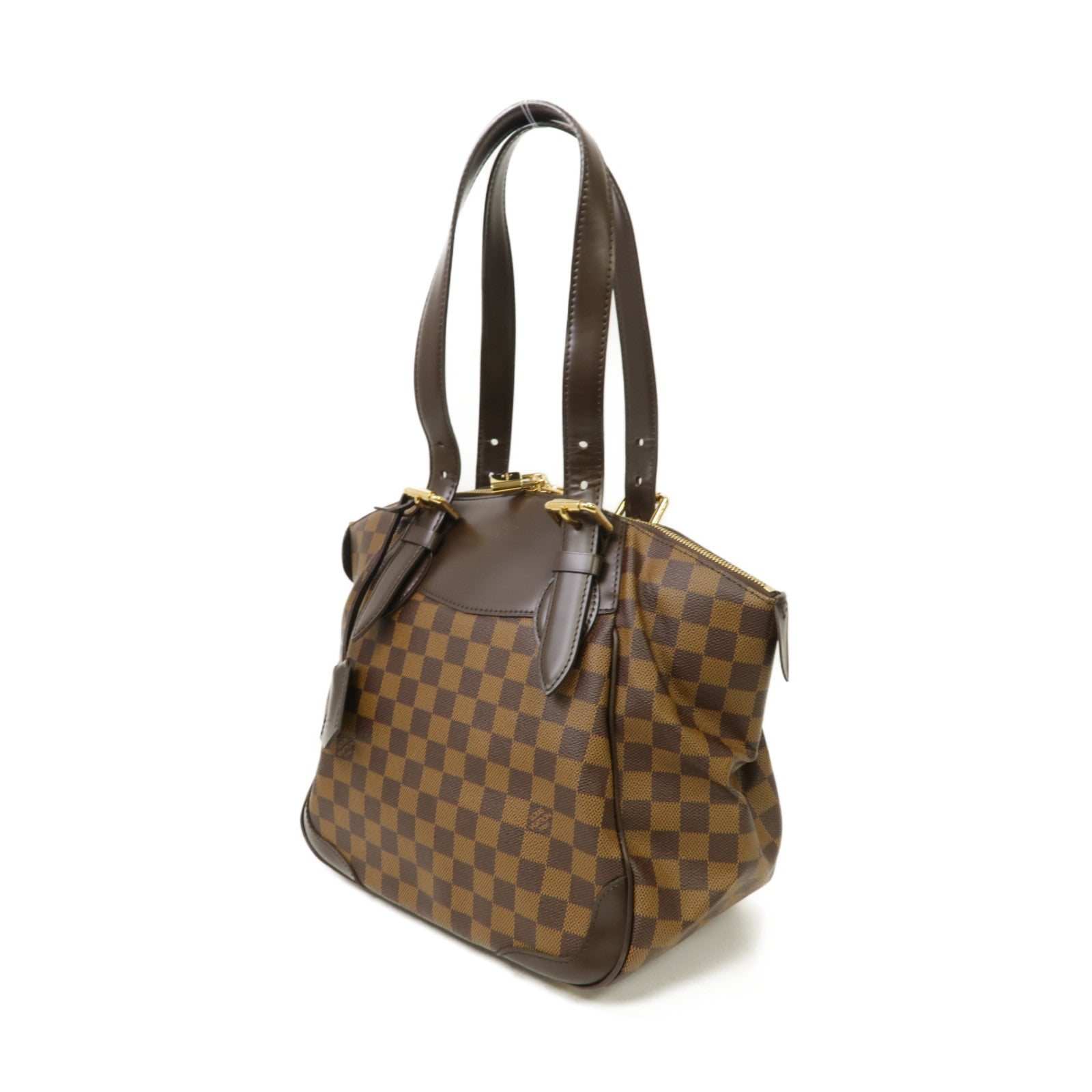 LOUIS VUITTON 【激減優惠】Damier Verona MM金扣肩背袋棕色