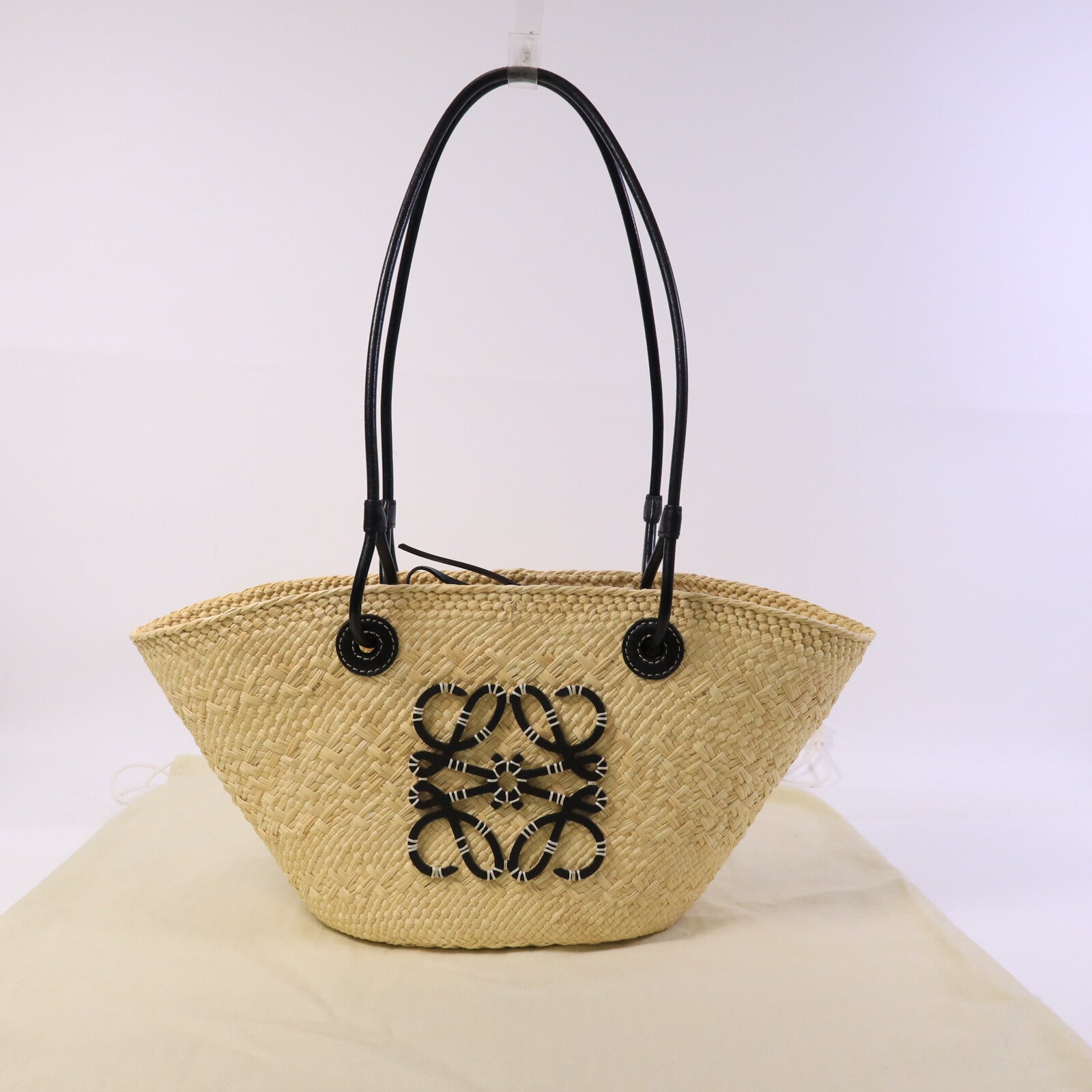 LOEWE Iraca Palm/皮革Small Anagram Basket Bag手挽袋