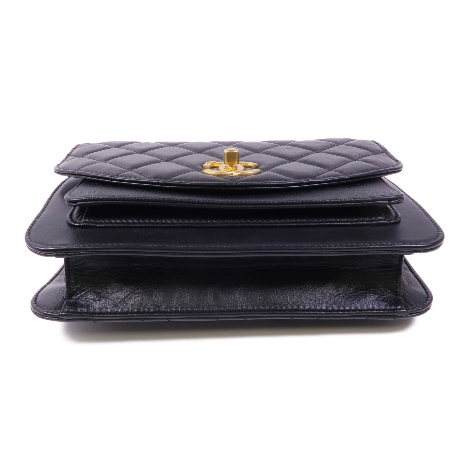 CHANEL 牛皮皮革Chain Shoulder金扣鏈帶肩背袋