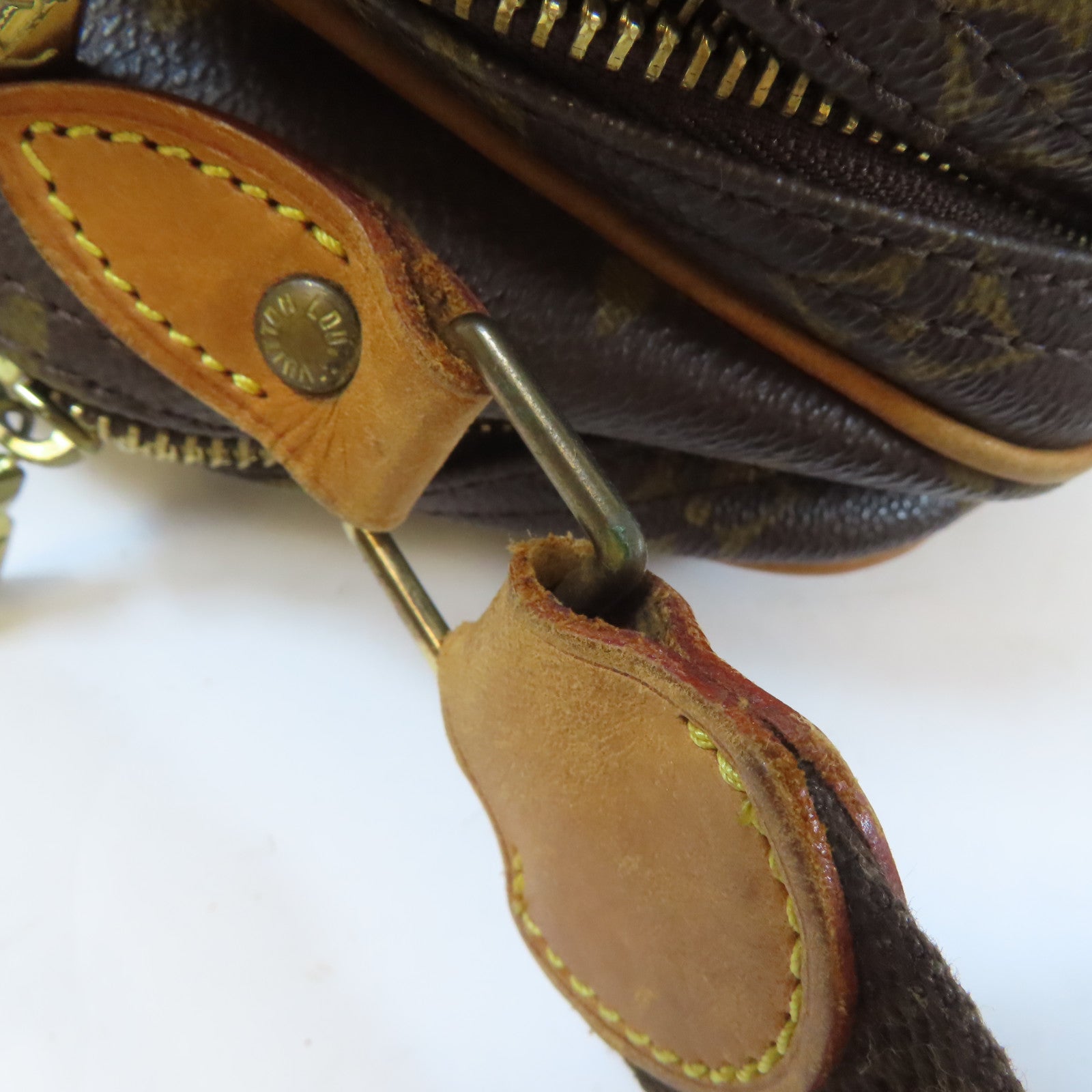 LOUIS VUITTON Monogram Reporter PM金扣肩背袋啡色