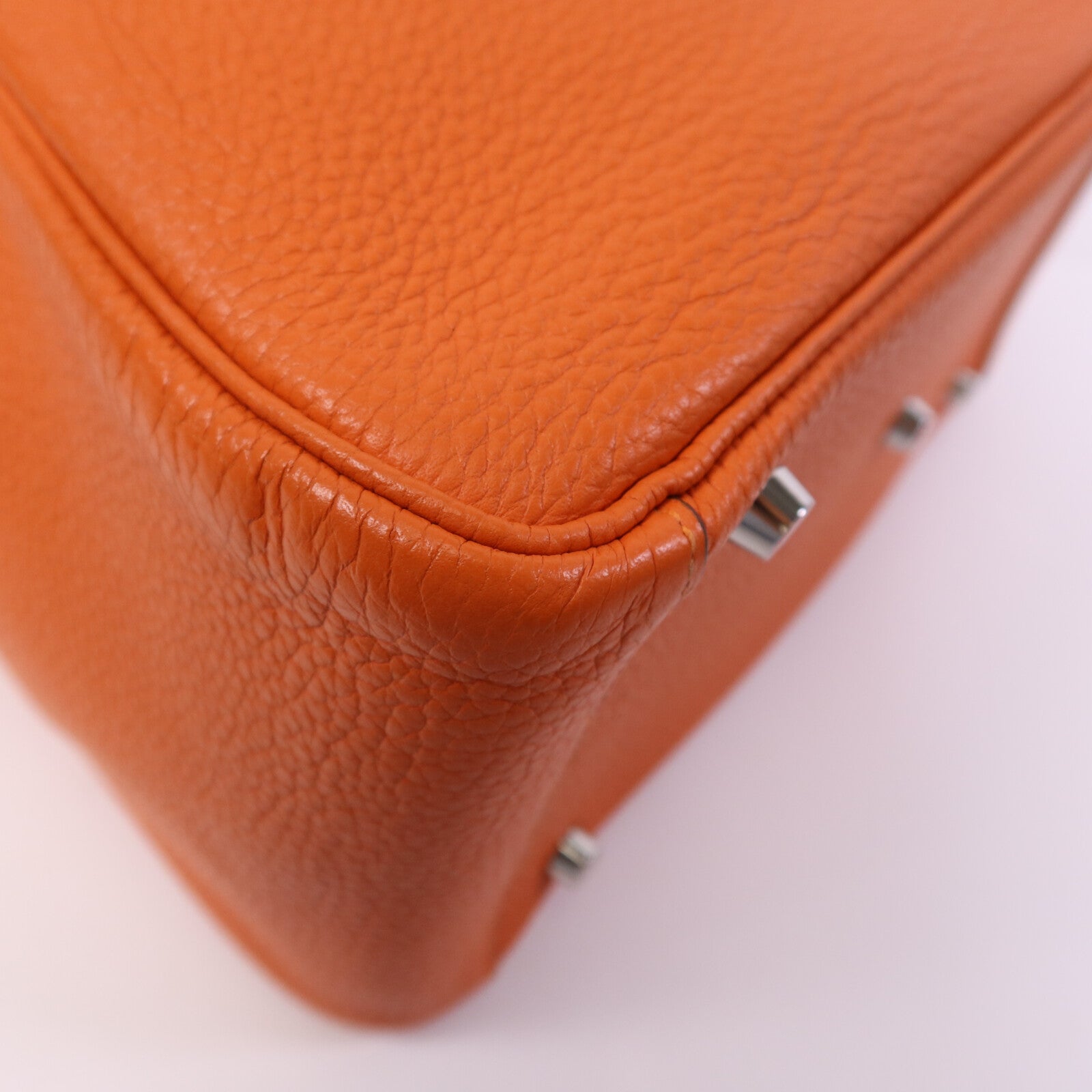 HERMES Clemence皮革Lindy 30銀扣手挽肩背兩用袋Feu