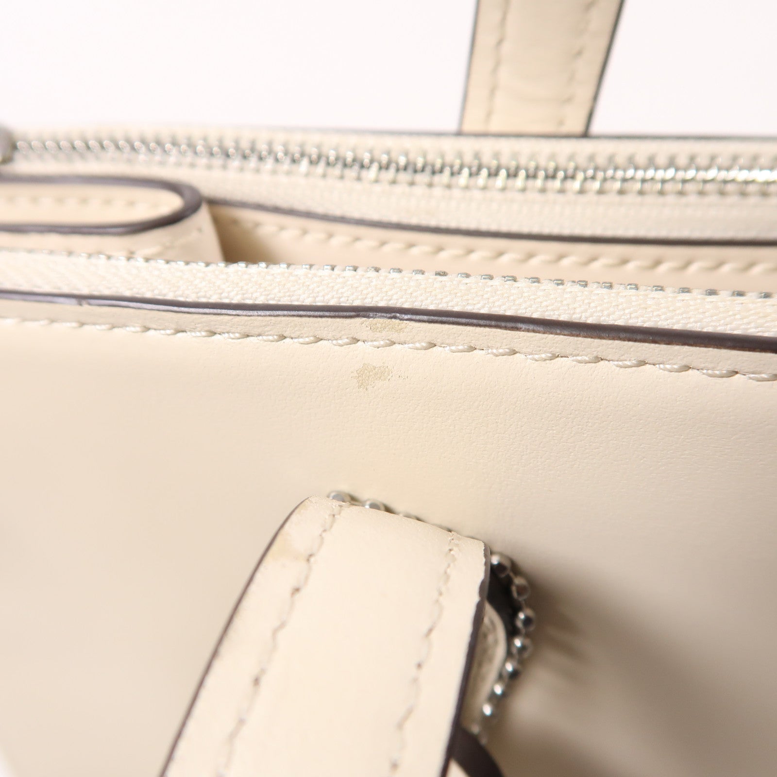 COACH 牛皮皮革Tote Bag銀扣肩背袋