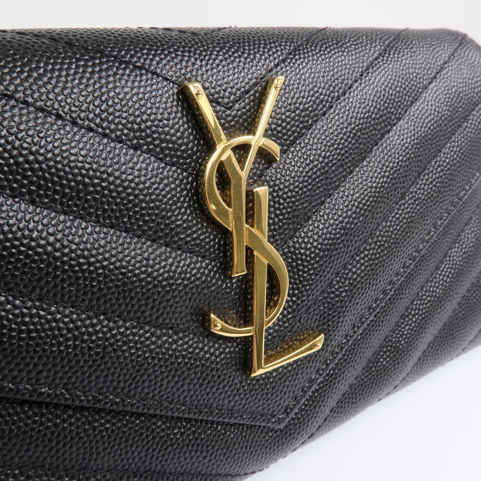 SAINT LAURENT 牛皮皮革Long Wallet金扣長錢包