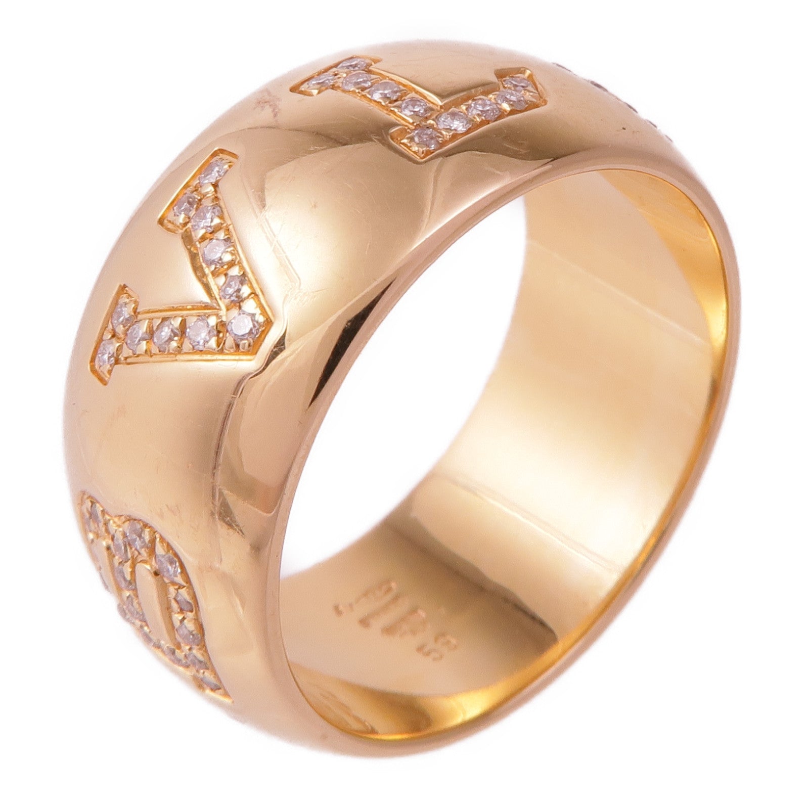 BVLGARI 18K玫瑰金Bvlgari Monologo Diamond鑽石戒指US#8.5/BVLGARI#59