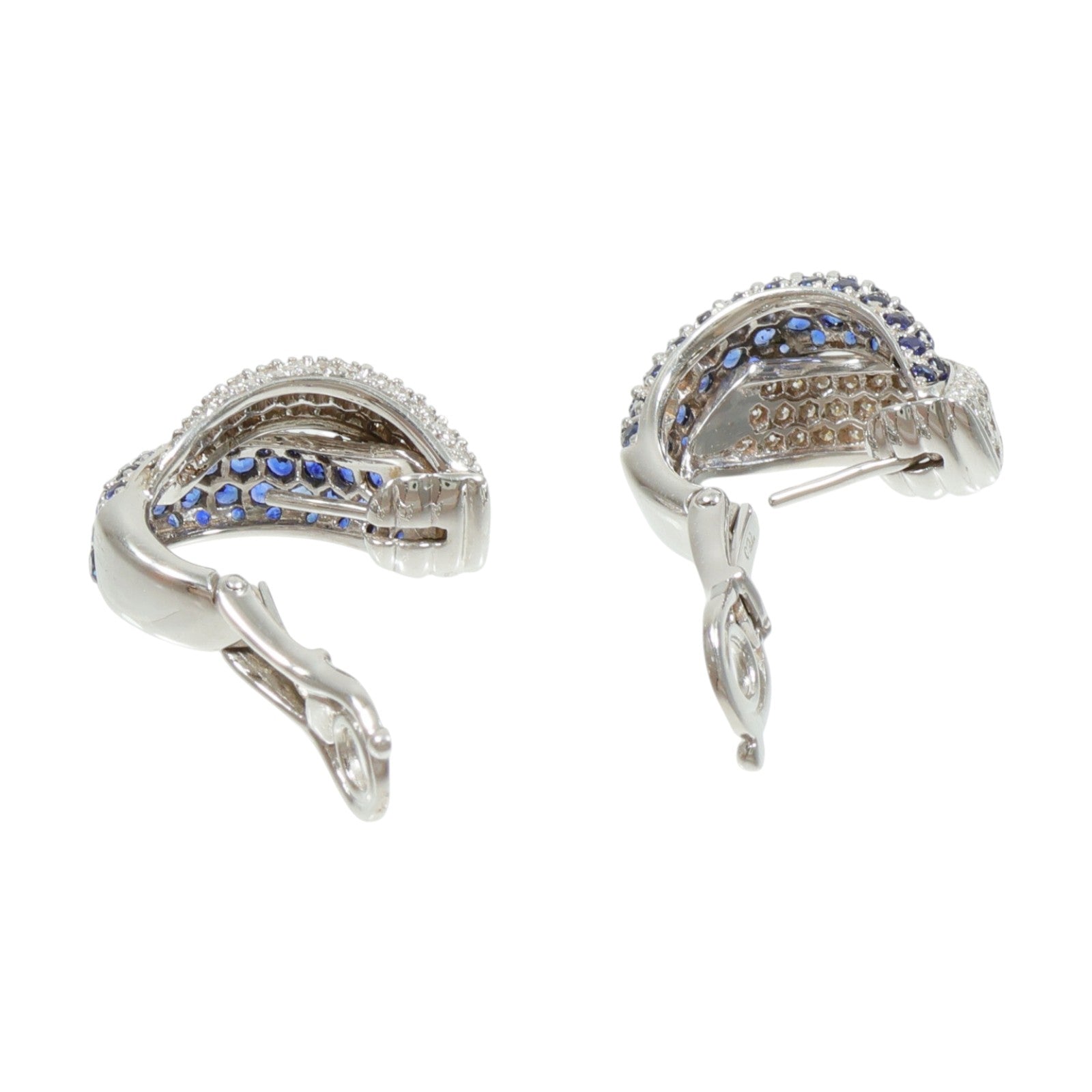 JEWELRY 18K白金Sapphire Diamond Earrings石/鑽石耳環