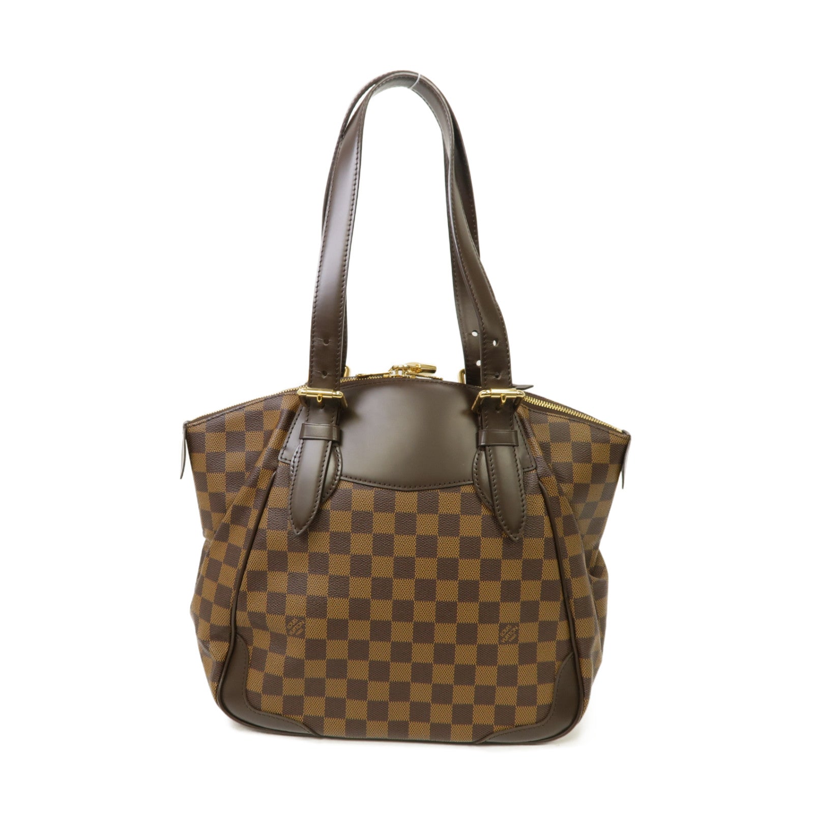LOUIS VUITTON 【激減優惠】Damier Verona MM金扣肩背袋棕色
