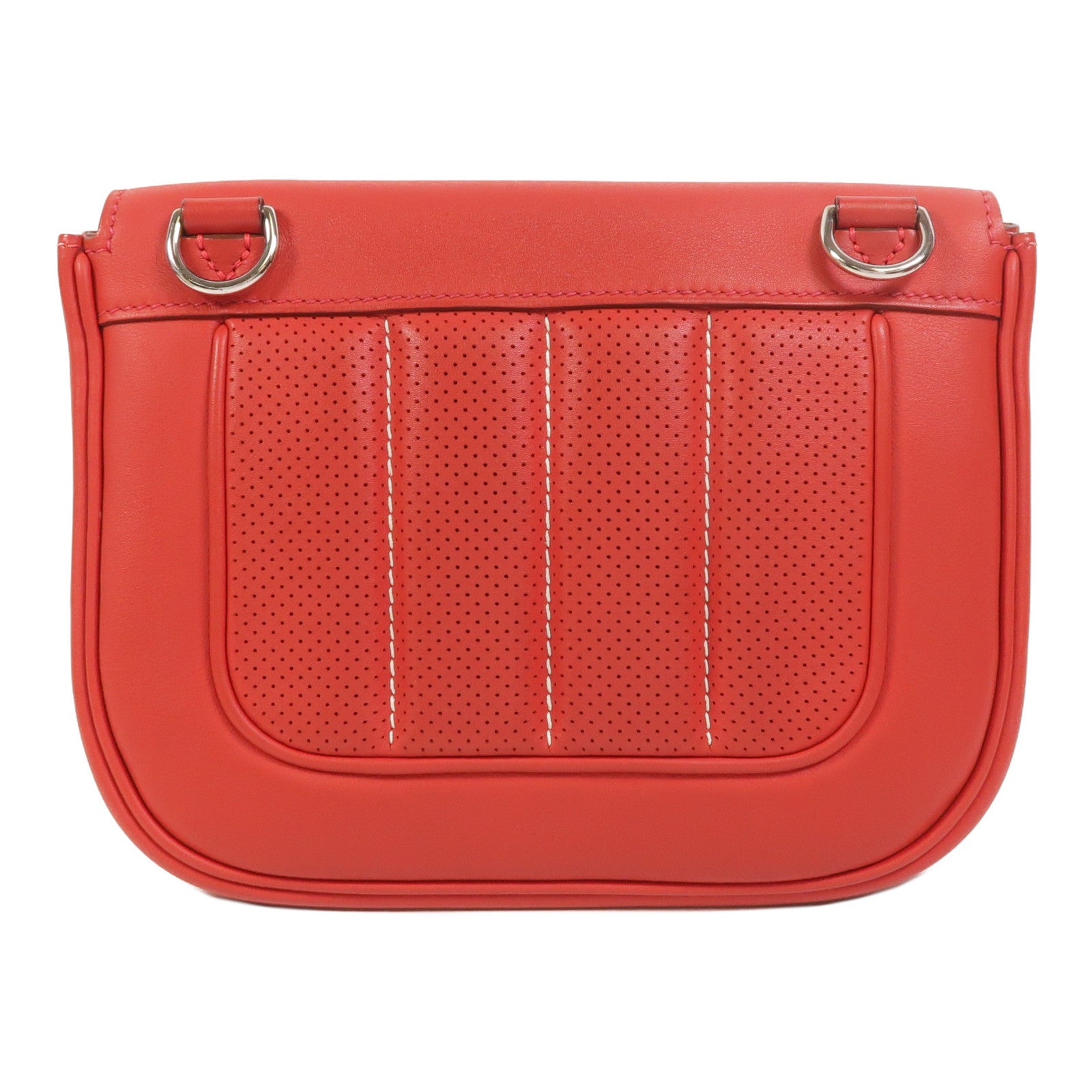 HERMES Swift皮革Berline Mini銀扣肩背袋Vermillon