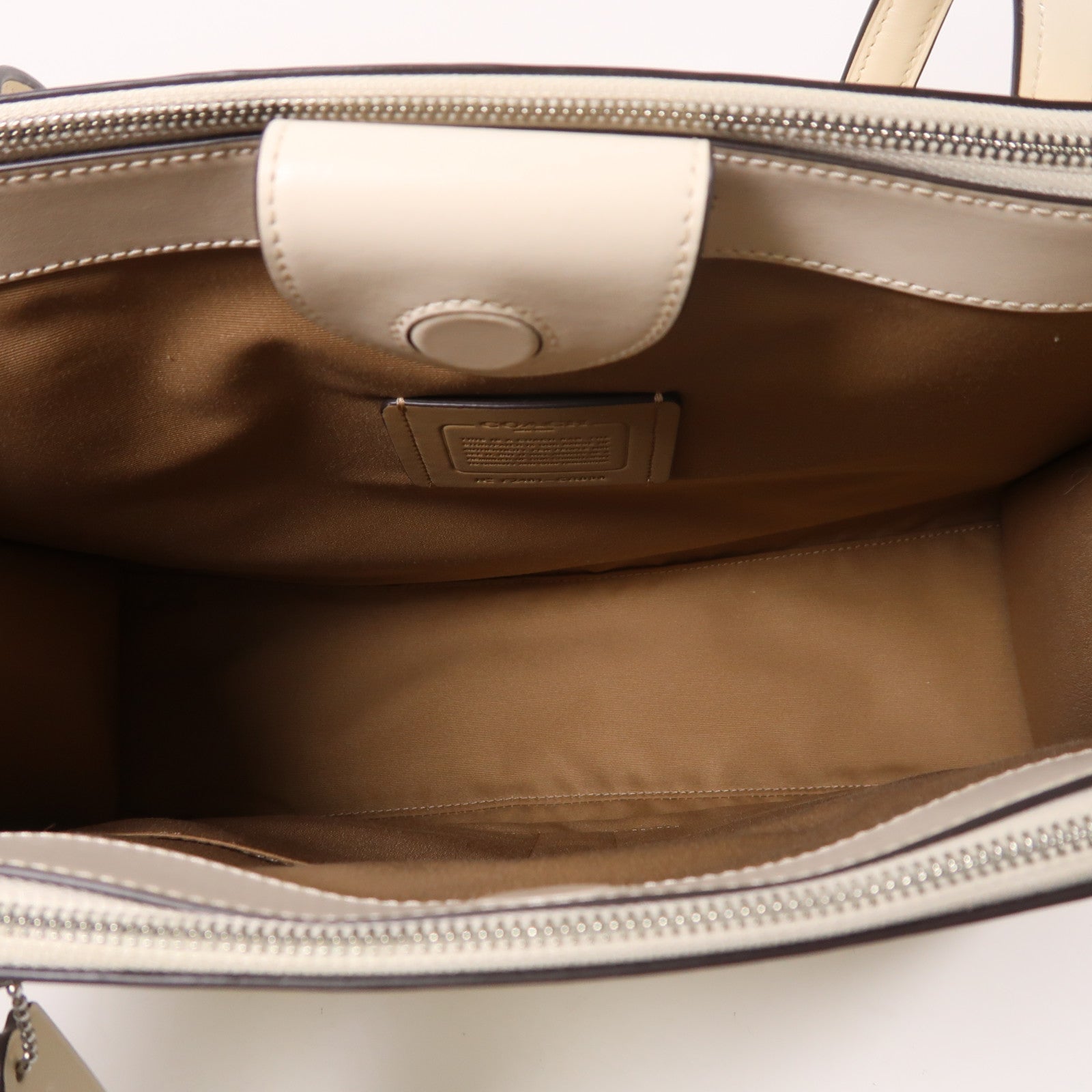 COACH 牛皮皮革Tote Bag銀扣肩背袋