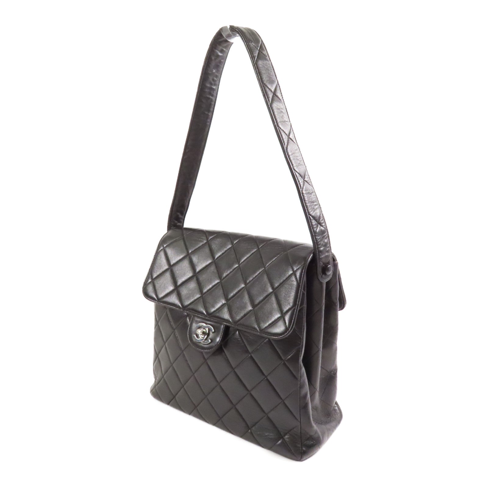 CHANEL 牛皮皮革Vintage Shoulder Bag銀扣肩背袋