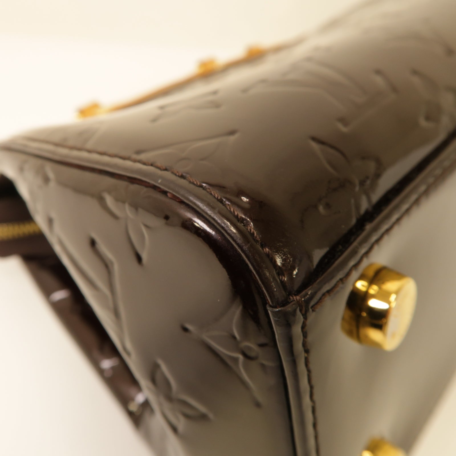 LOUIS VUITTON 【激減優惠】Vernis Brea MM金扣手挽肩背兩用袋酒紅色