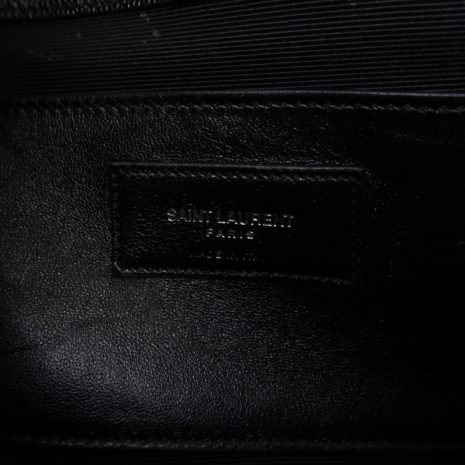 SAINT LAURENT 牛皮皮革Grain De poudre Matelasse studd銀扣手拿包黑色