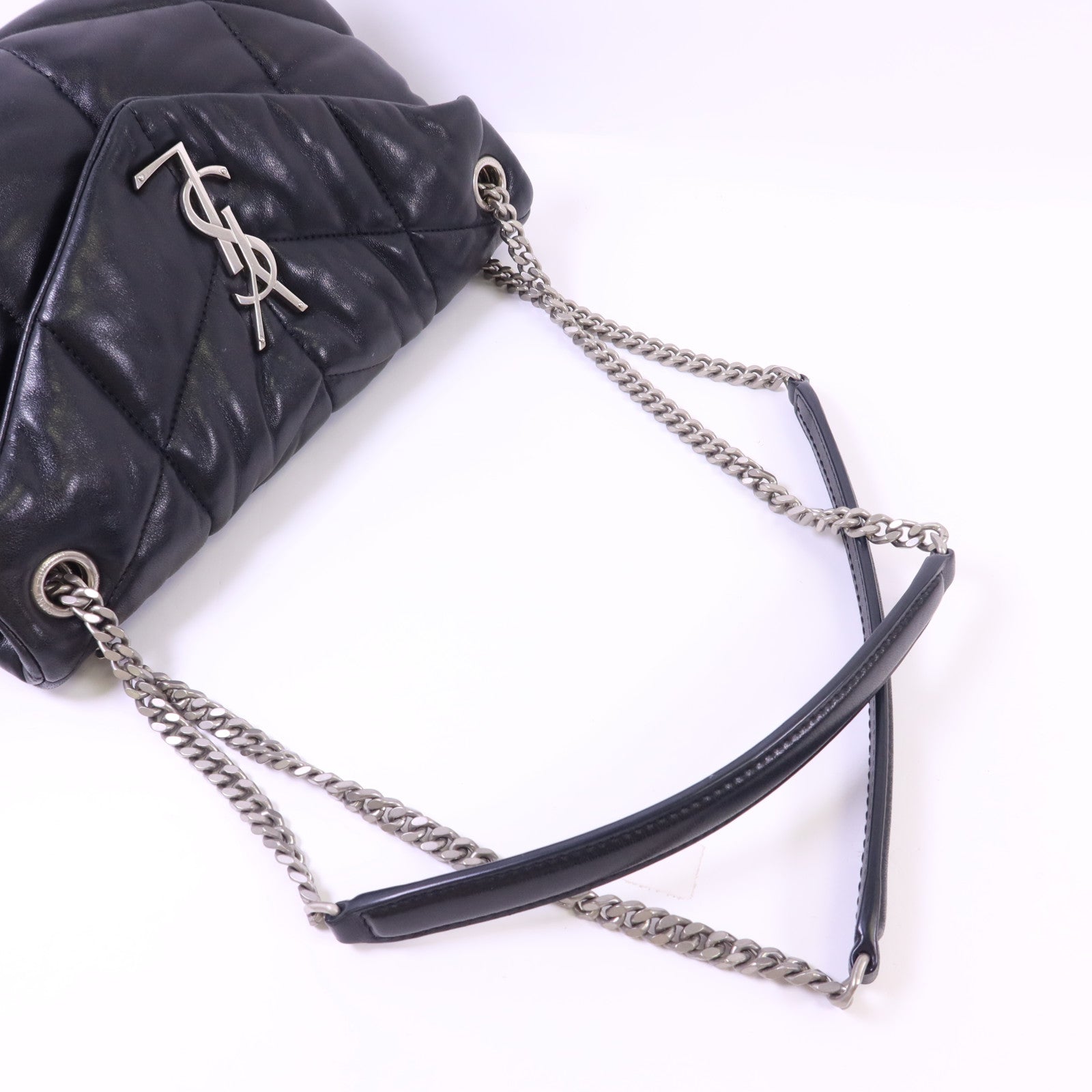 YVES SAINT LAURENT 羊皮皮革Puffer Small銀扣鏈帶肩背袋