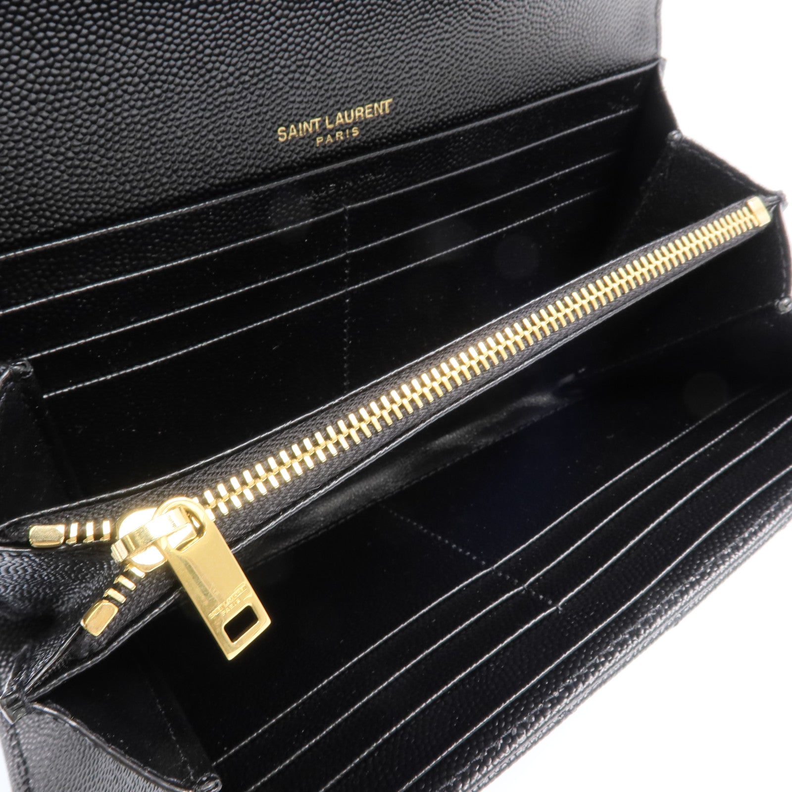 SAINT LAURENT 牛皮皮革Long Wallet金扣長錢包