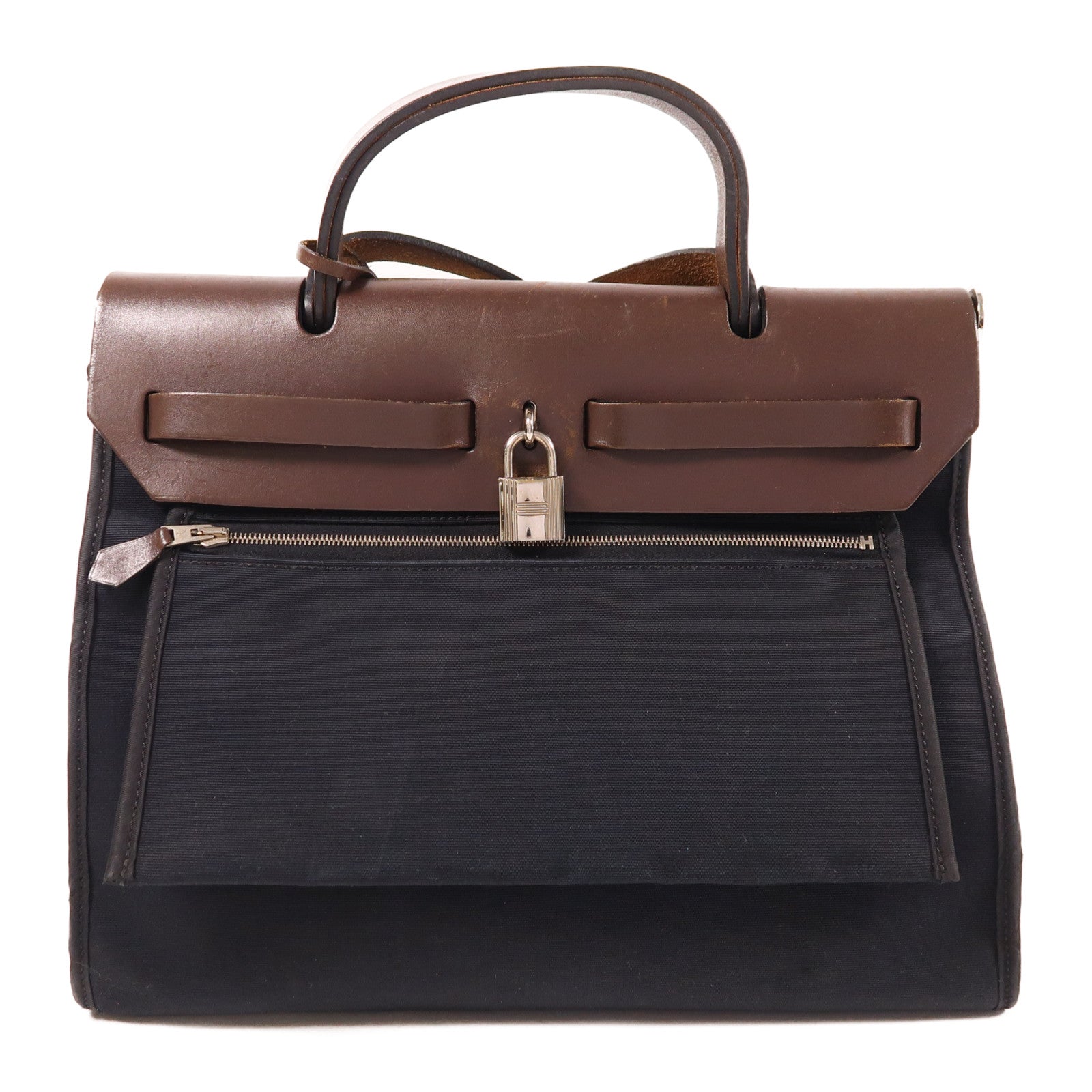 HERMES 帆布Herbag PM銀扣手挽肩背兩用袋