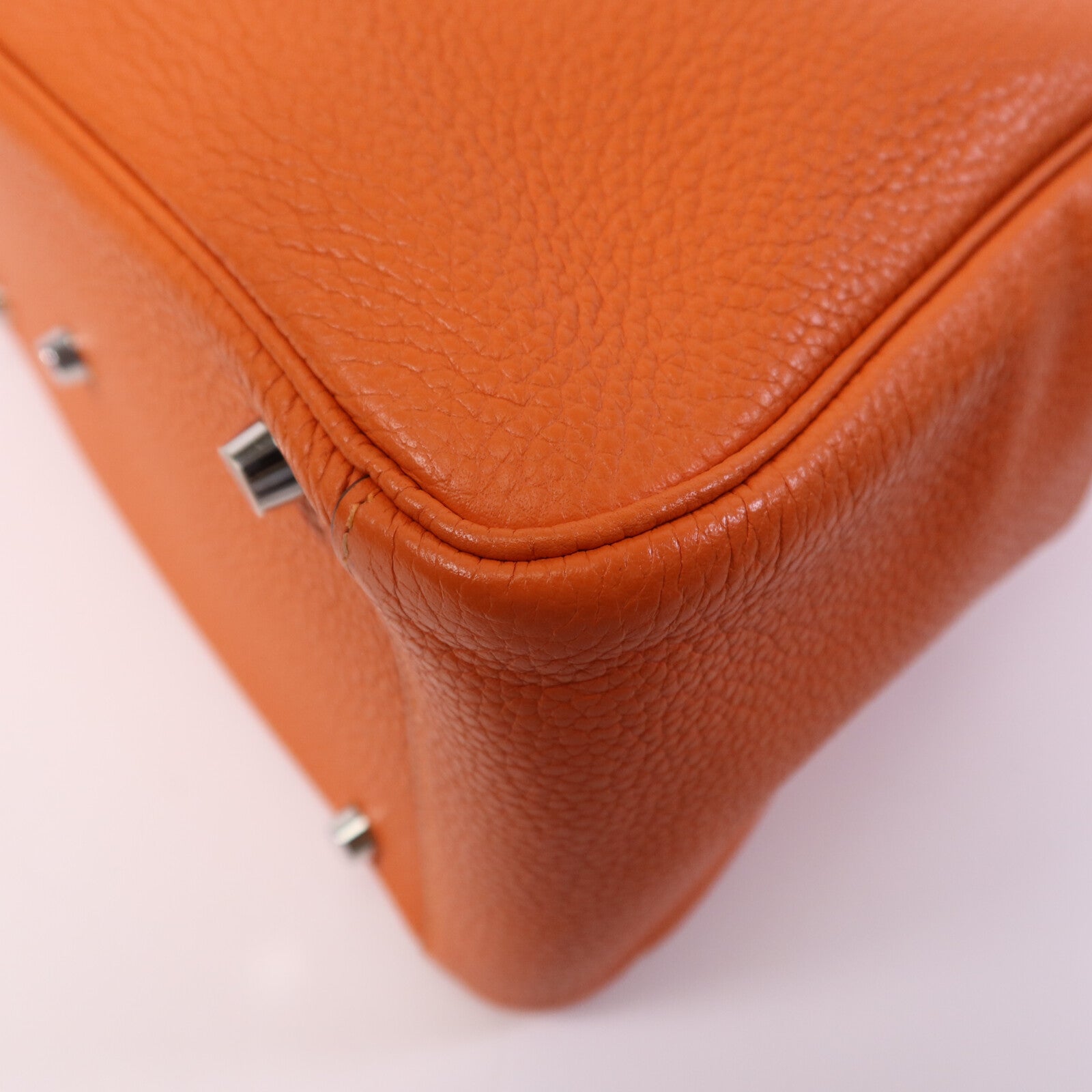 HERMES Clemence皮革Lindy 30銀扣手挽肩背兩用袋Feu